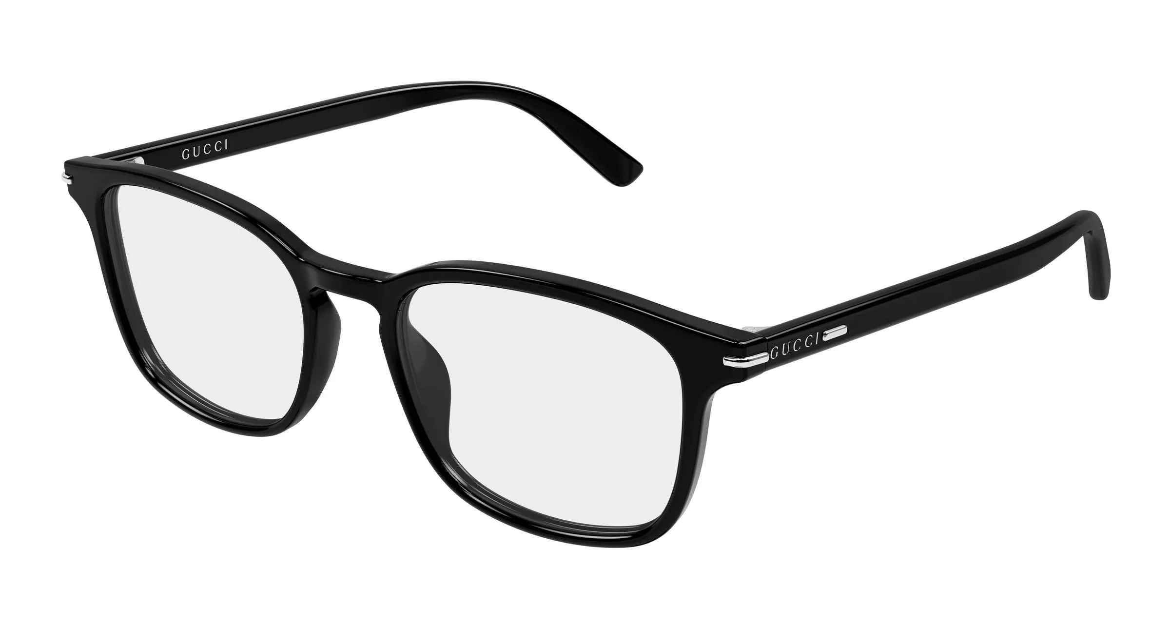 Gucci GG2129O 001 Montature da vista Acetato Nero Trasparente Squadrata - immagine 1