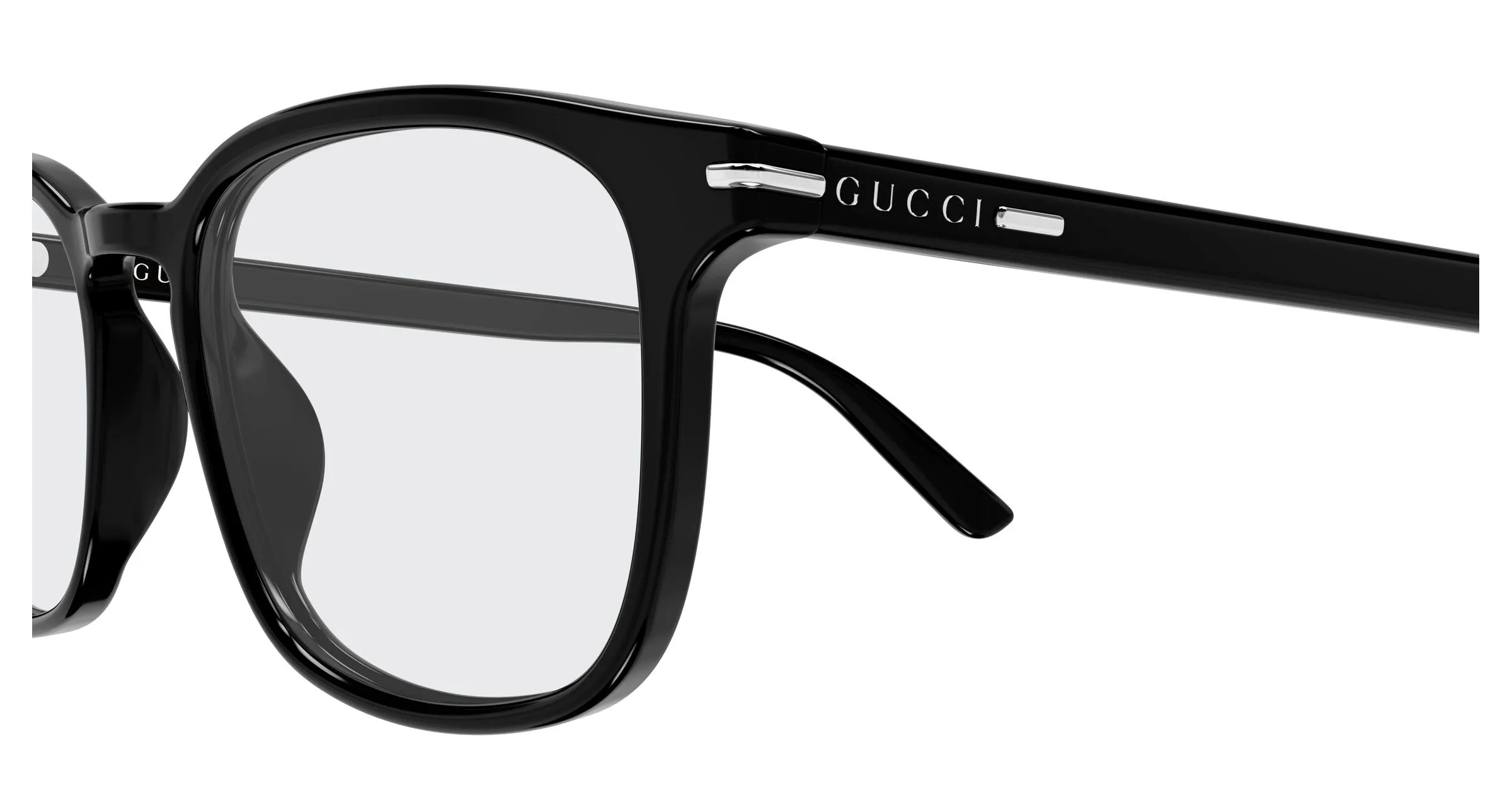 Gucci GG2129O 001 Montature da vista Acetato Nero Trasparente Squadrata - immagine 3