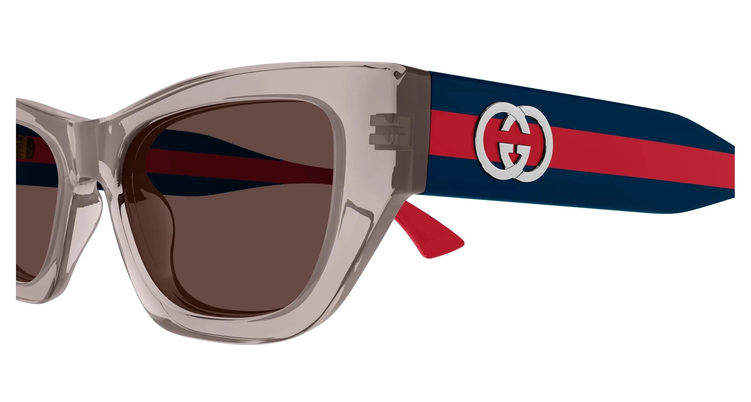 Gucci GG2116S 005 Occhiali da sole Acetato Grigio Marrone Cat Eye - immagine 3