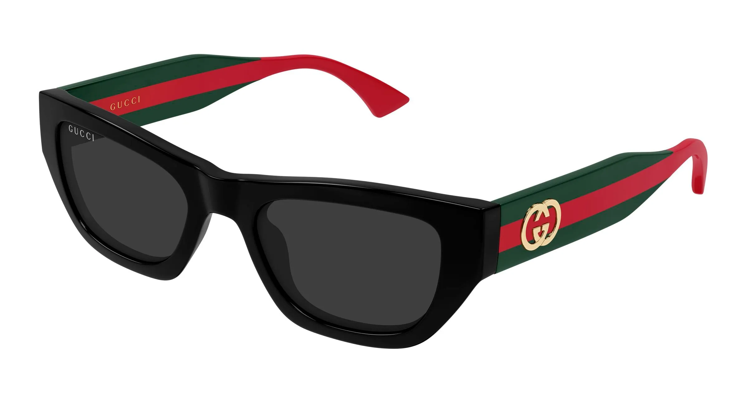 Gucci GG2116S 001 Occhiali da sole Acetato Nero Grigio Cat Eye - immagine 1