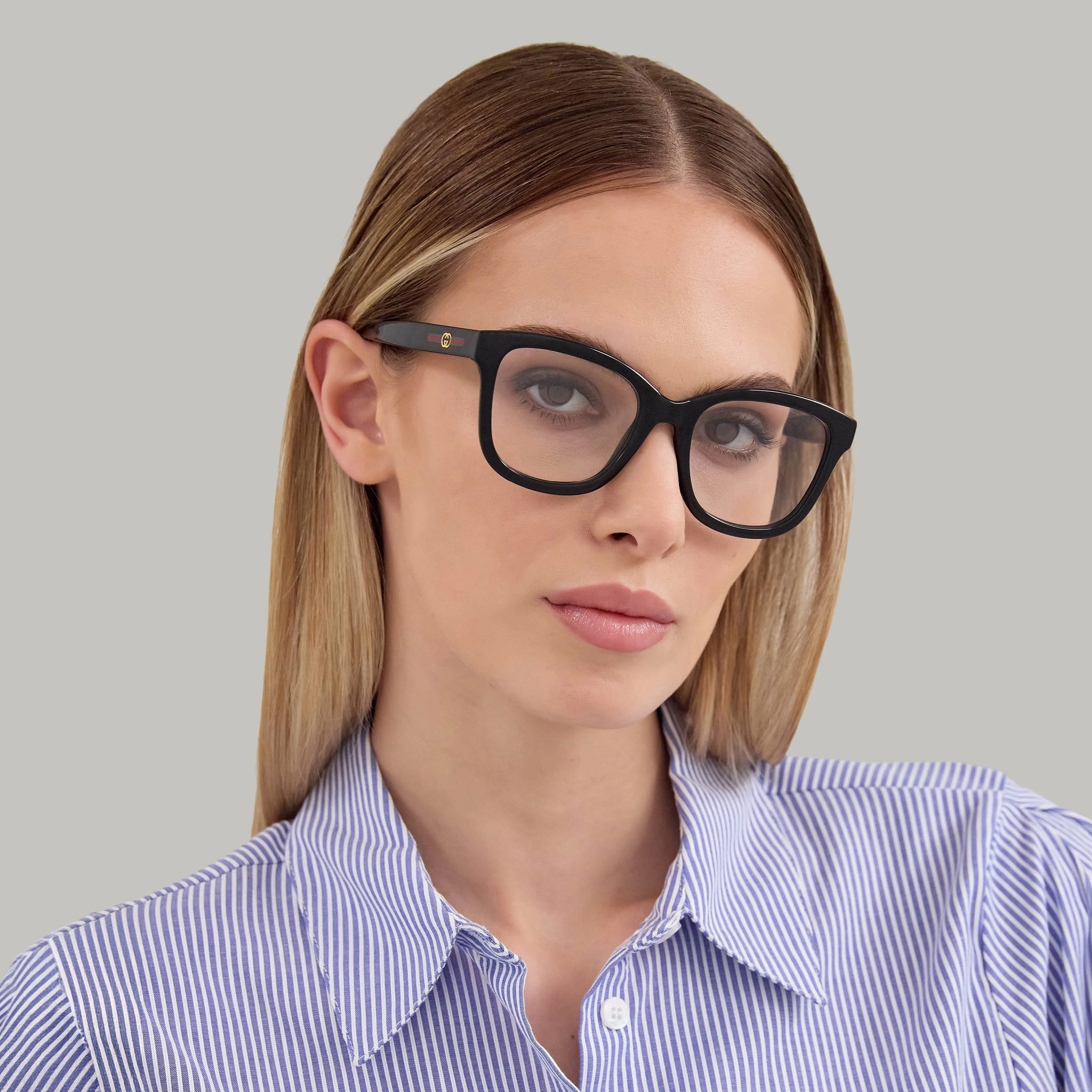 Gucci GG2104O 001 Montature da vista Iniettato Nero Trasparente Squadrata - immagine 4