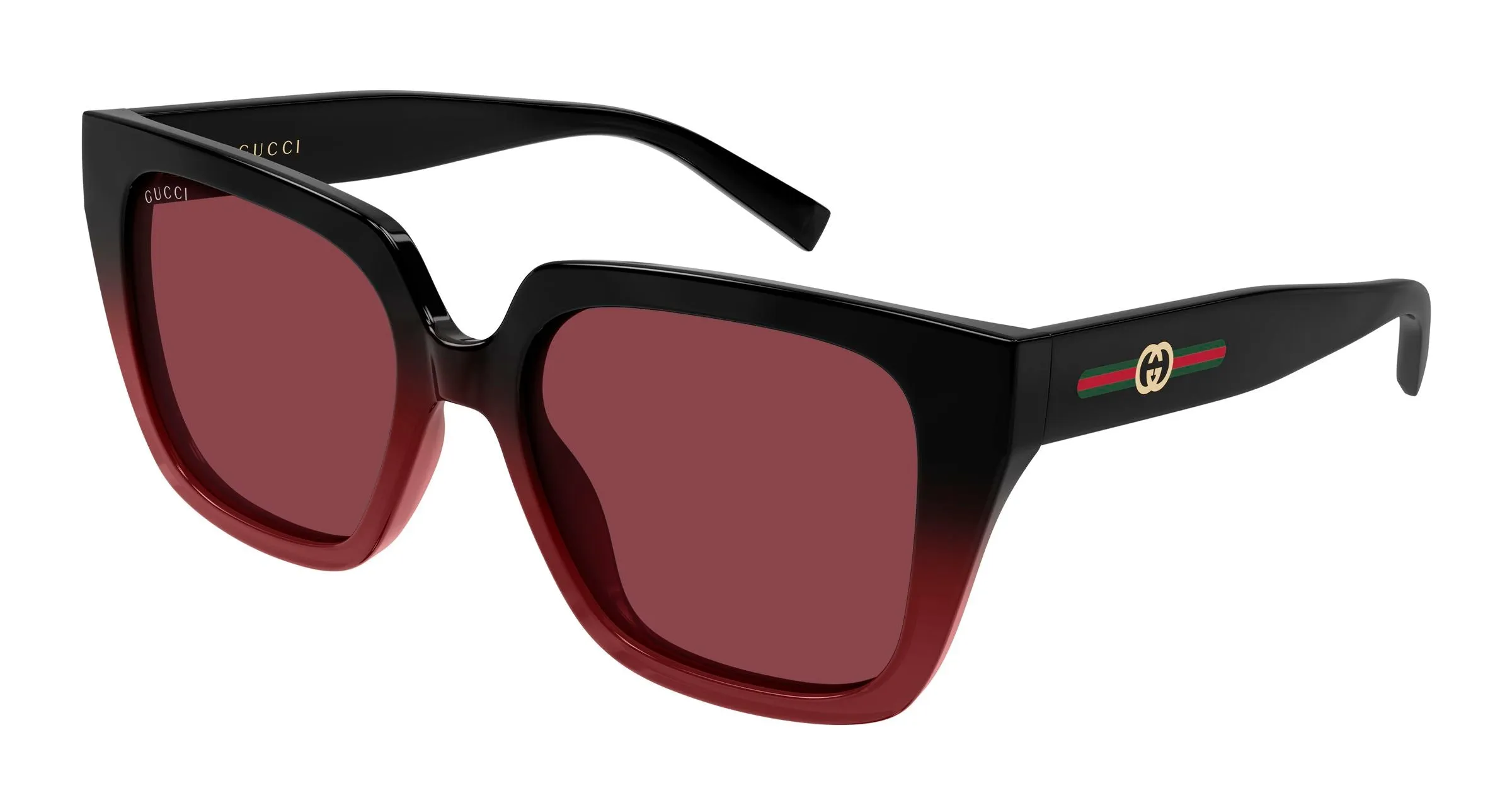 Gucci GG2102S 004 Occhiali da sole Iniettato Nero Rosso Farfalla - immagine 1