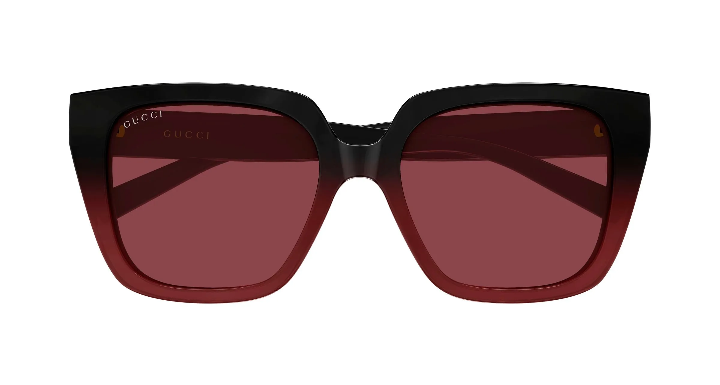 Gucci GG2102S 004 Occhiali da sole Iniettato Nero Rosso Farfalla - immagine 2