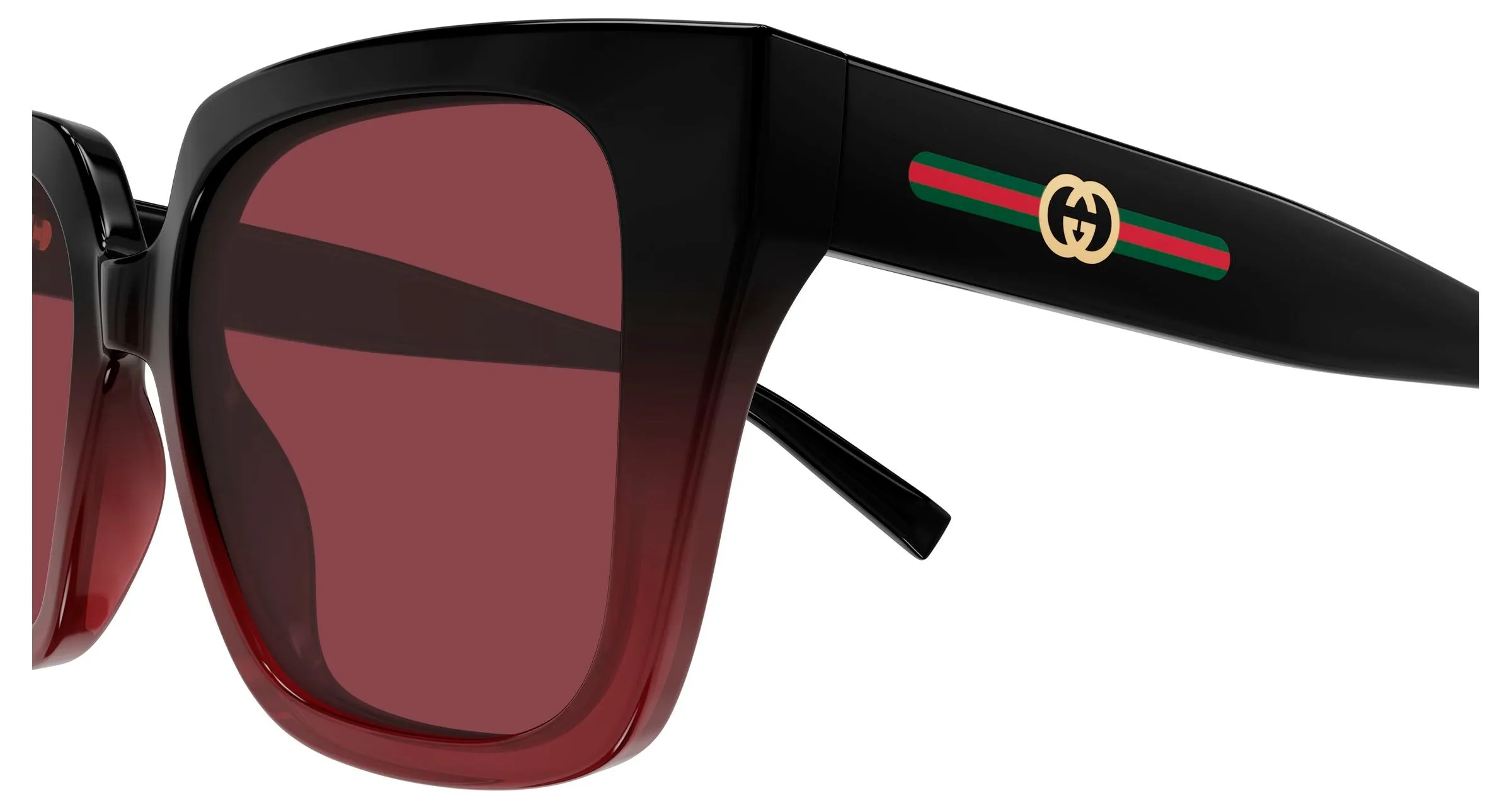 Gucci GG2102S 004 Occhiali da sole Iniettato Nero Rosso Farfalla - immagine 3