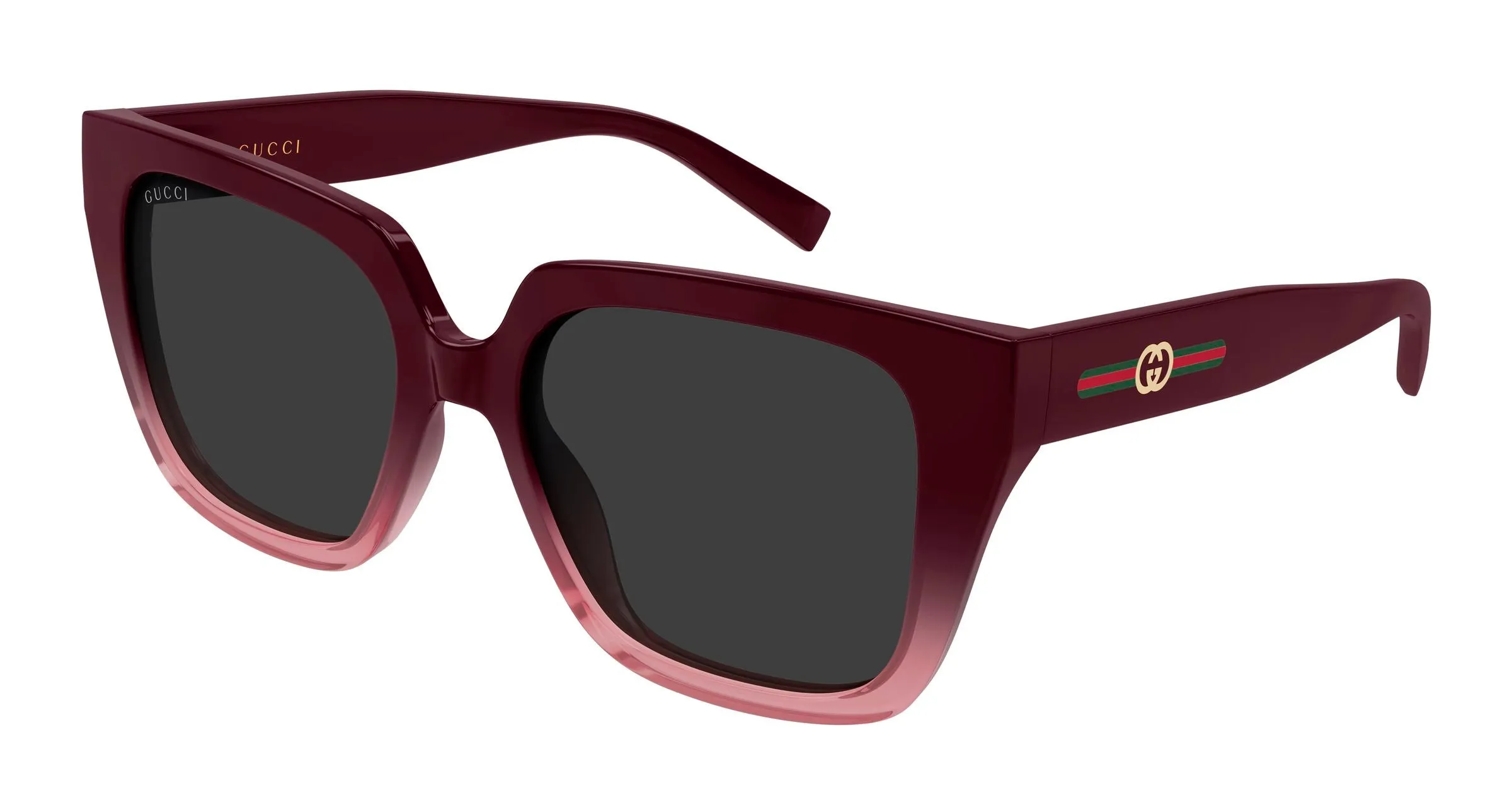 Gucci GG2102S 003 Occhiali da sole Iniettato Bordeaux Grigio Farfalla - immagine 1