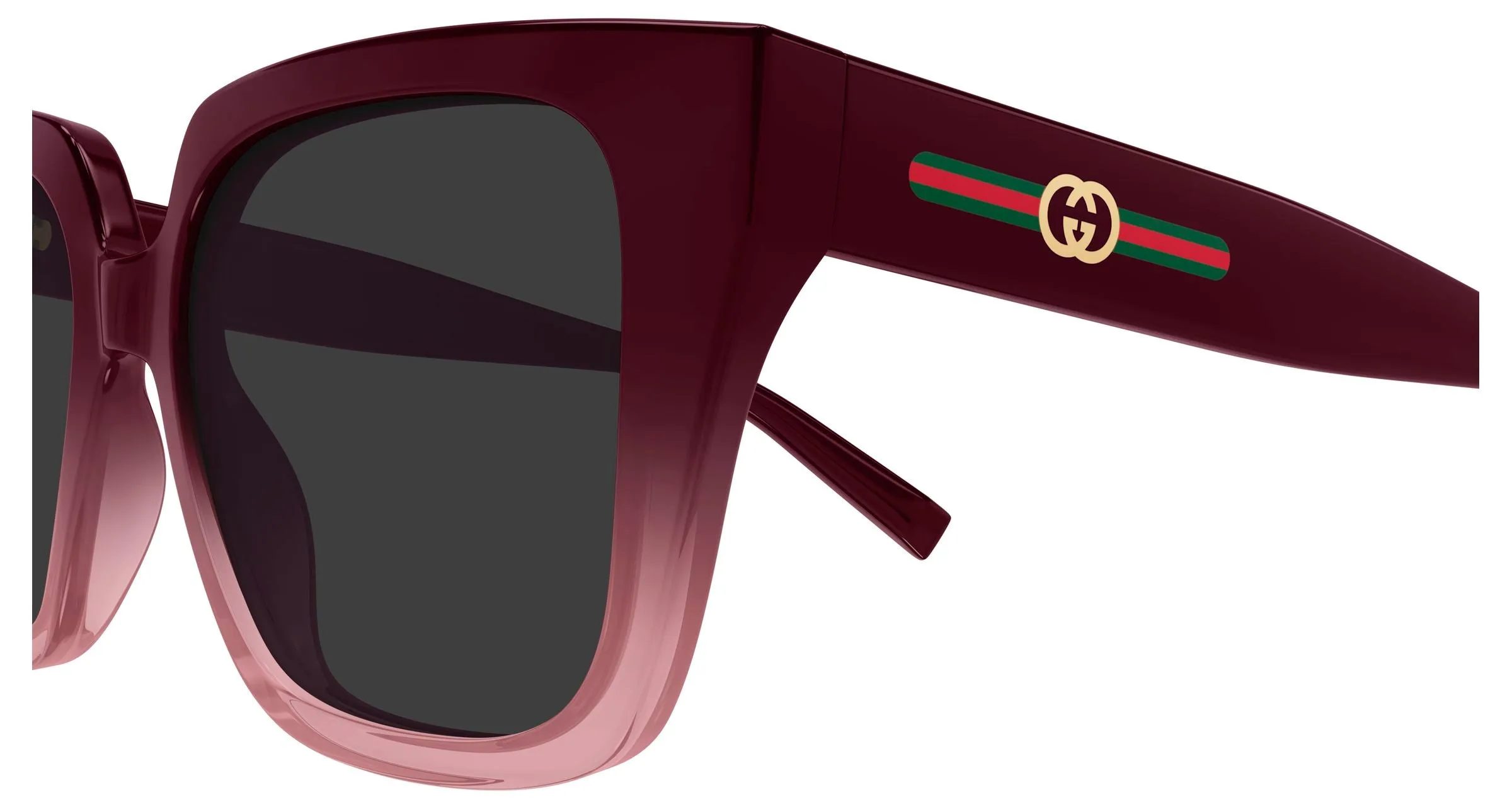 Gucci GG2102S 003 Occhiali da sole Iniettato Bordeaux Grigio Farfalla - immagine 3