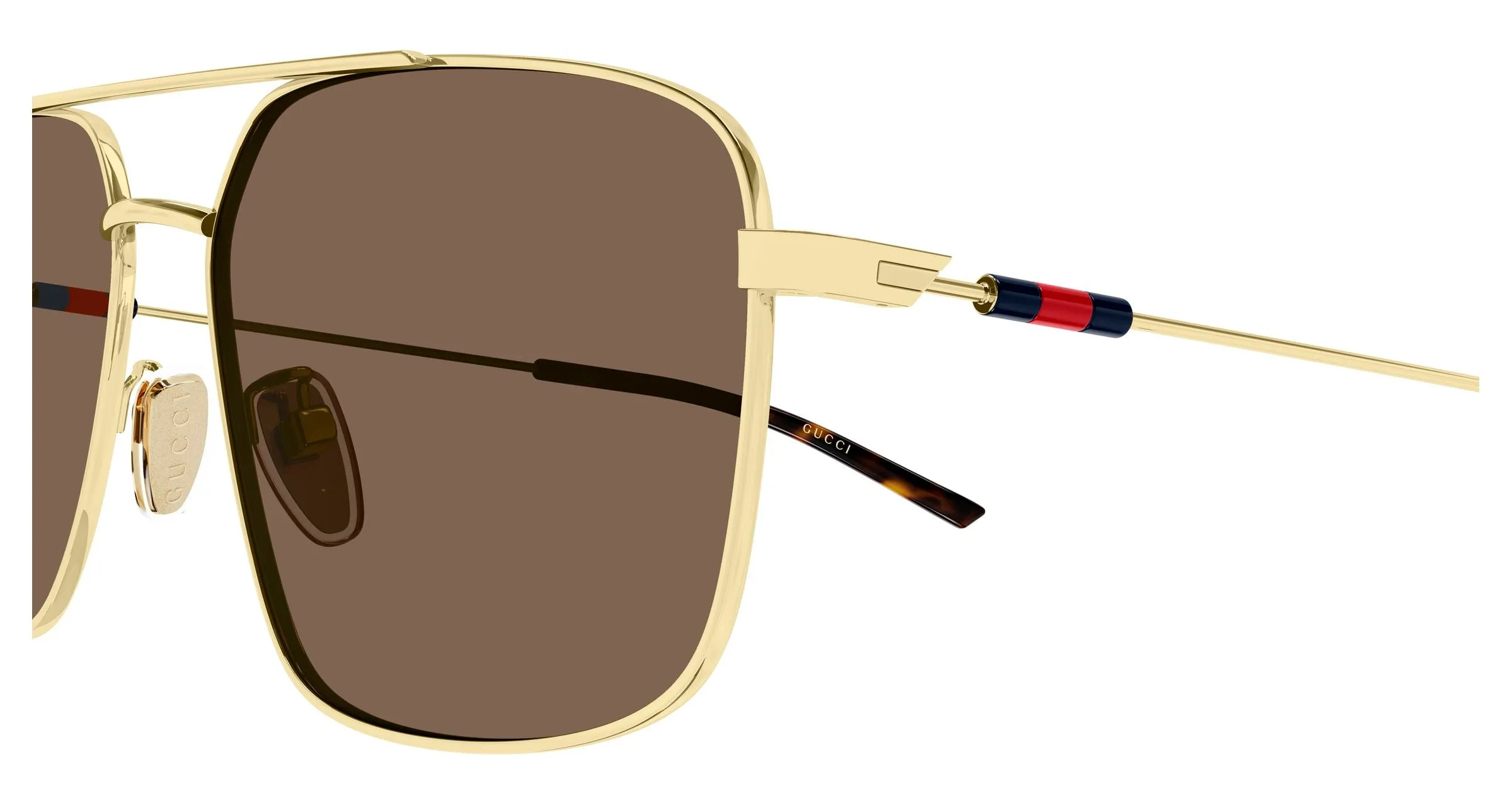 Gucci GG2096SA 004 Occhiali da sole Metallo Oro Marrone Squadrata - immagine 3