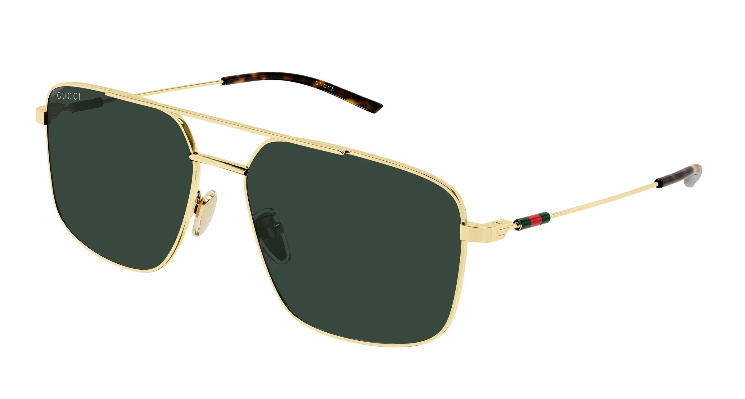 Gucci GG2096SA 002 Occhiali da sole Metallo Oro Verde Squadrata - immagine 1