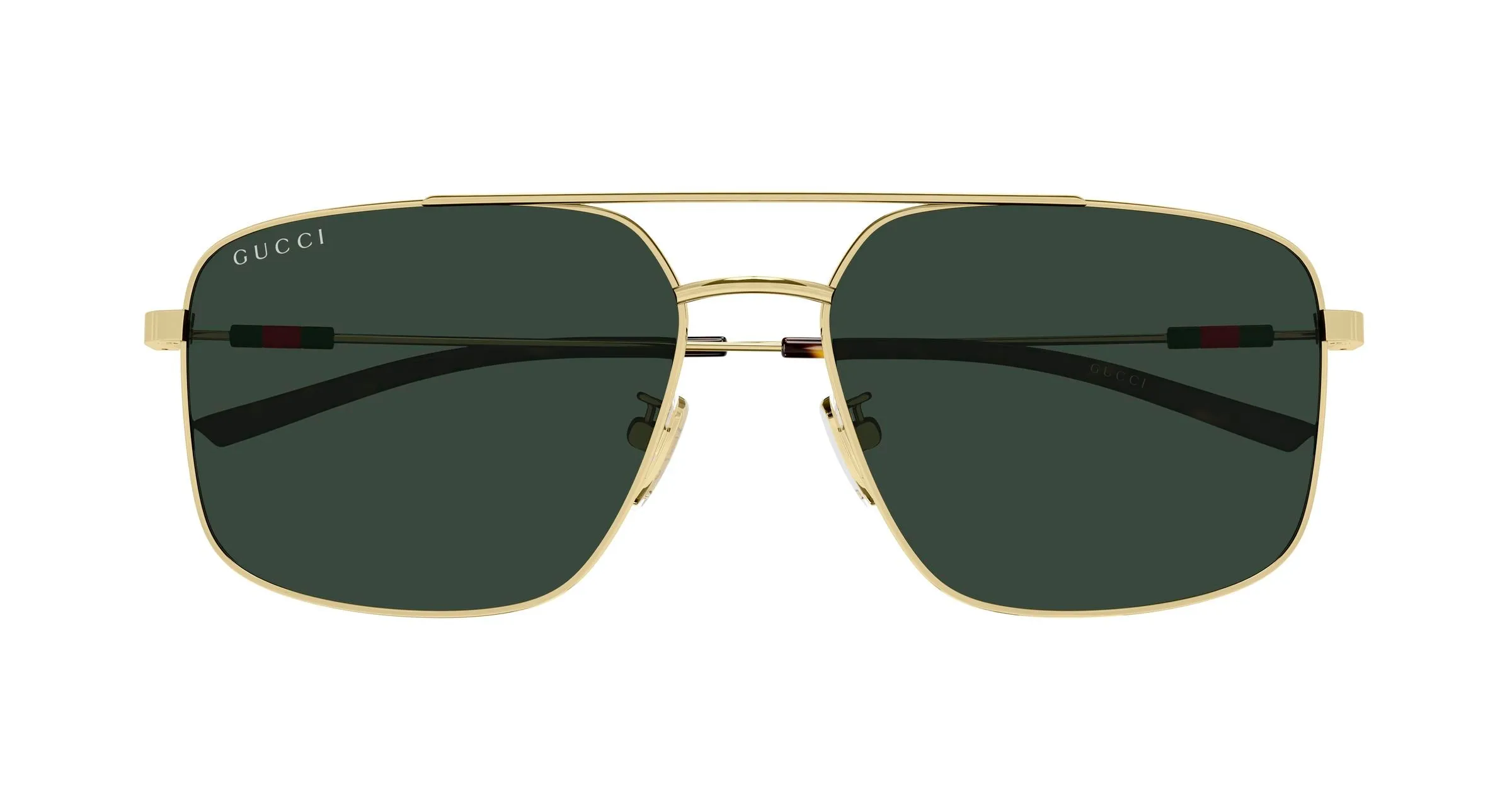 Gucci GG2096SA 002 Occhiali da sole Metallo Oro Verde Squadrata - immagine 2