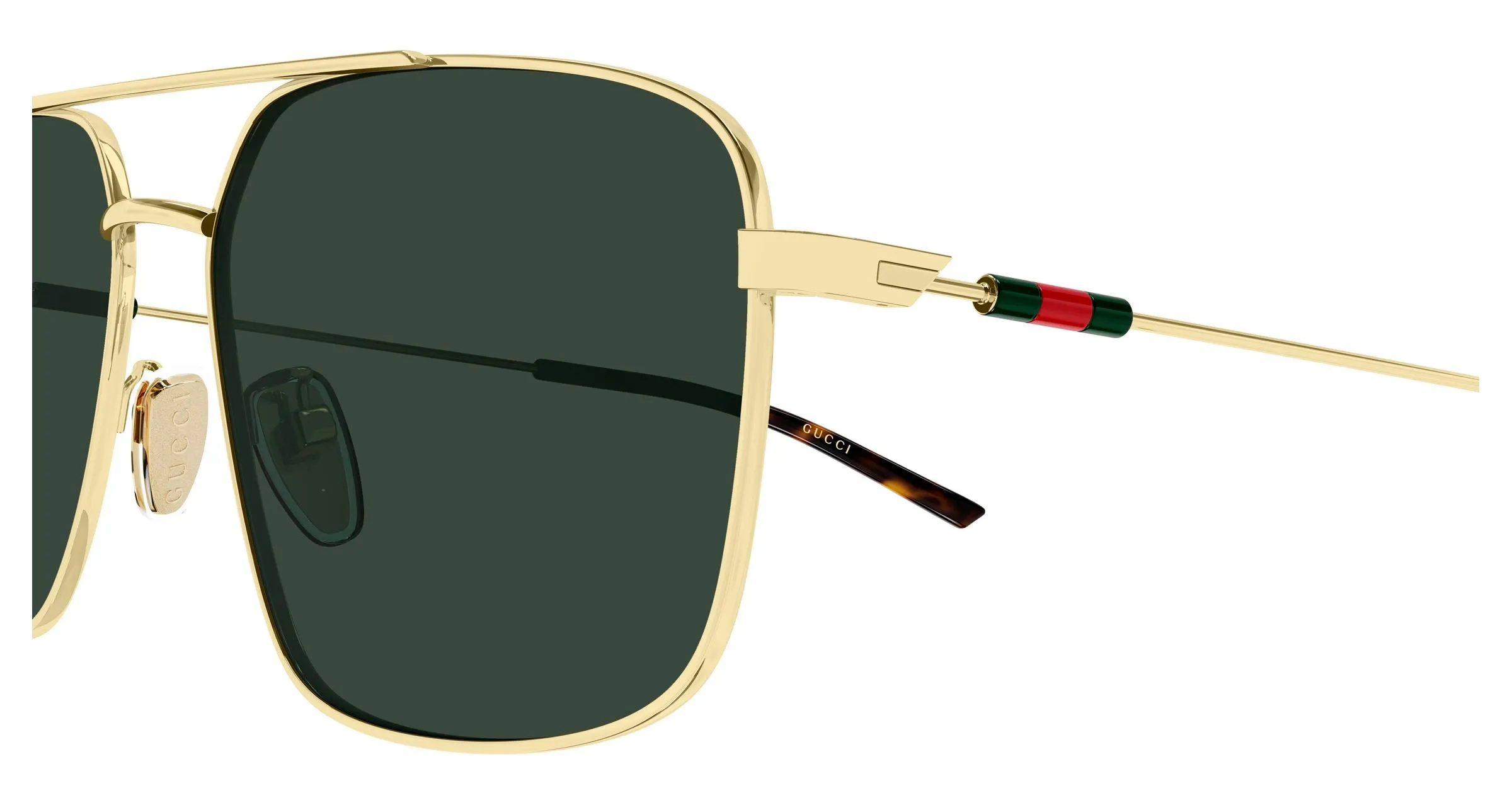 Gucci GG2096SA 002 Occhiali da sole Metallo Oro Verde Squadrata - immagine 3