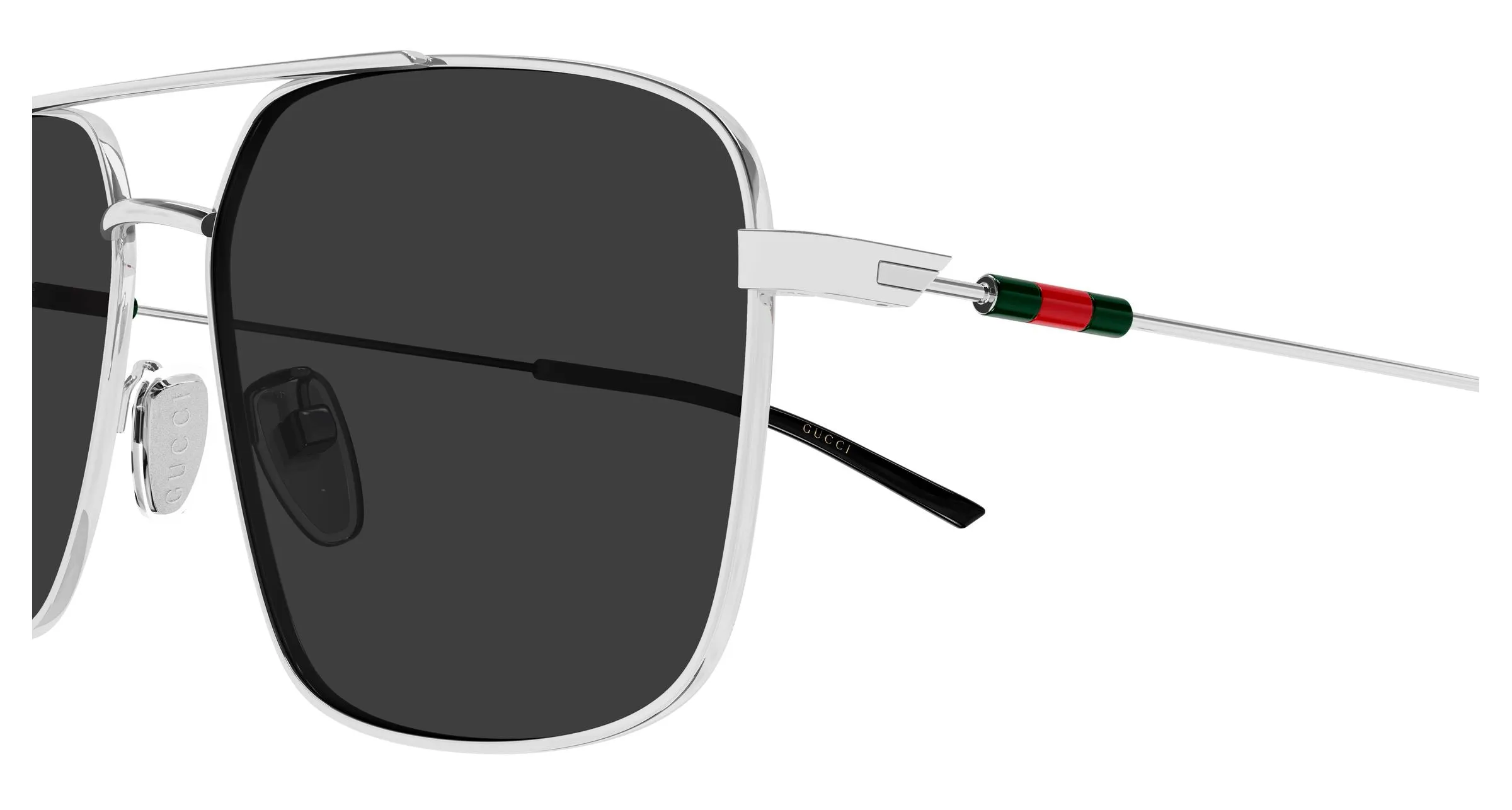 Gucci GG2096SA 001 Occhiali da sole Metallo Argento Grigio Squadrata - immagine 3