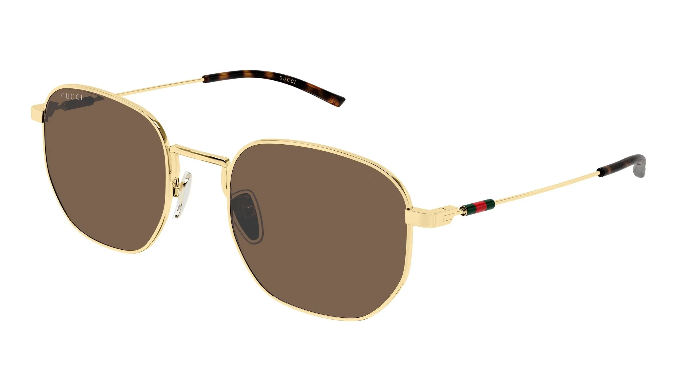 Gucci GG2095S 004 Occhiali da sole Metallo Oro Marrone Rotonda - immagine 1