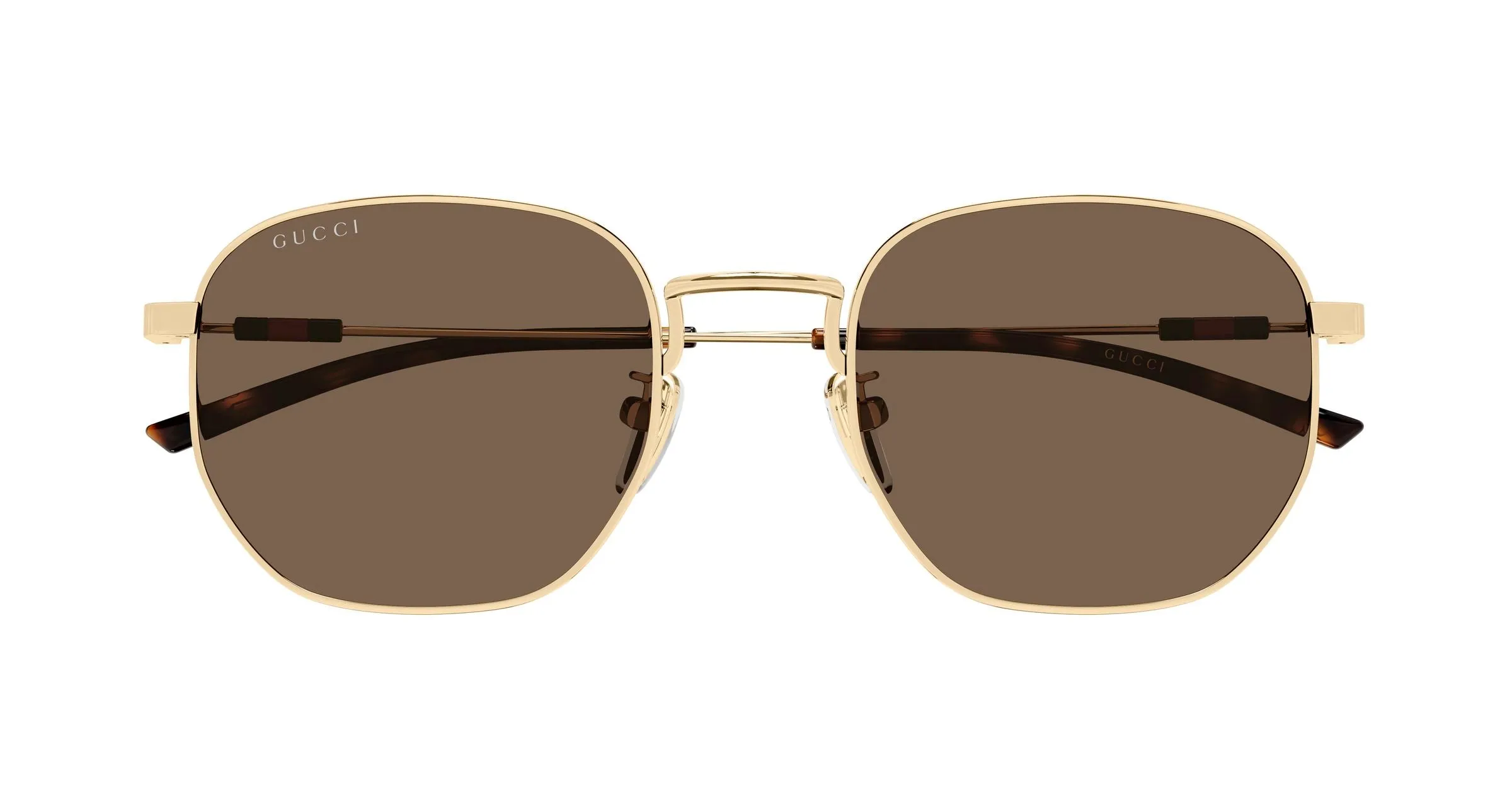 Gucci GG2095S 004 Occhiali da sole Metallo Oro Marrone Rotonda - immagine 2