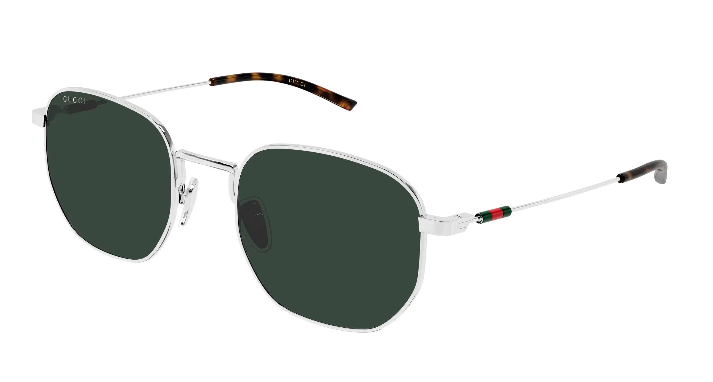 Gucci GG2095S 002 Occhiali da sole Metallo Argento Verde Rotonda - immagine 1