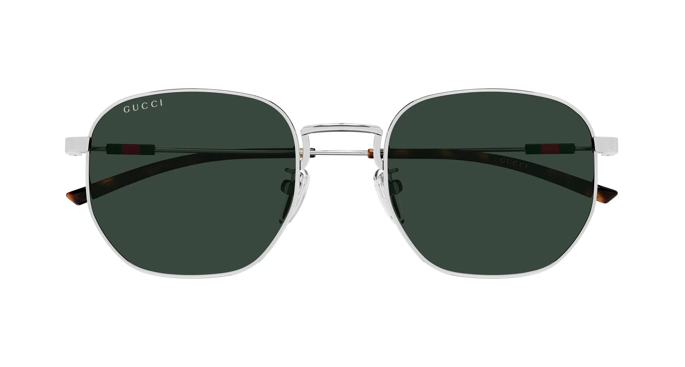 Gucci GG2095S 002 Occhiali da sole Metallo Argento Verde Rotonda - immagine 2