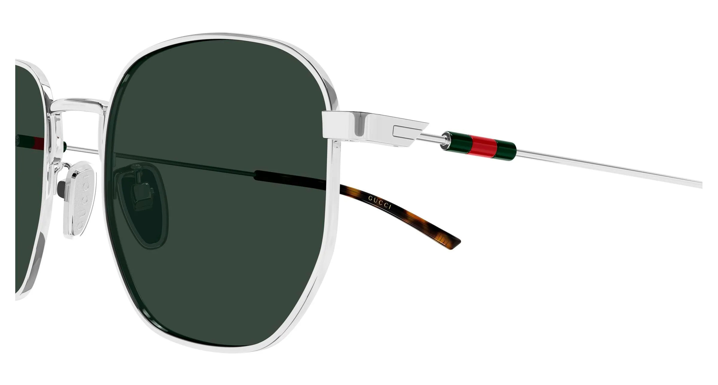 Gucci GG2095S 002 Occhiali da sole Metallo Argento Verde Rotonda - immagine 3