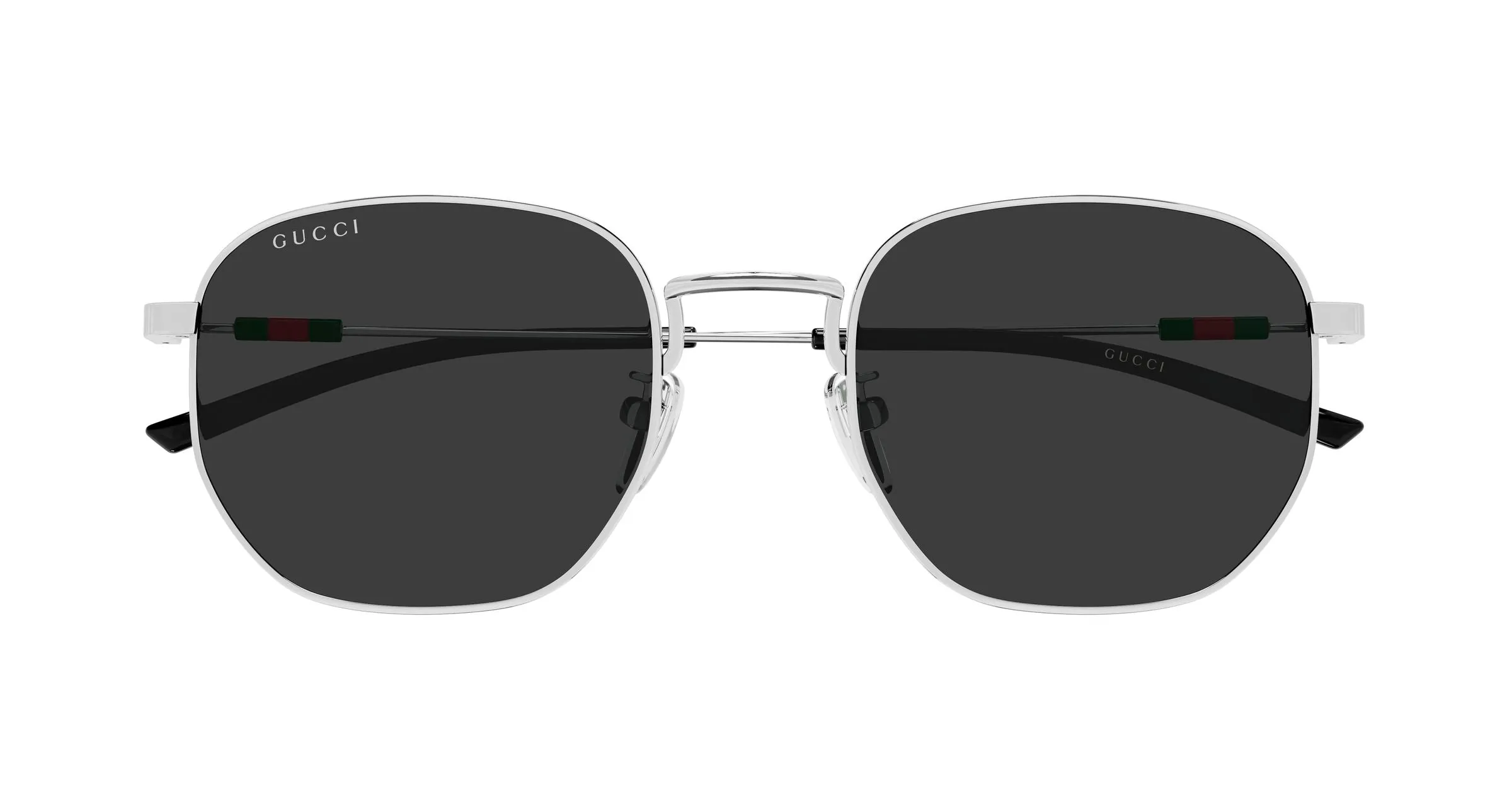 Gucci GG2095S 001 Occhiali da sole Metallo Argento Grigio Rotonda - immagine 2