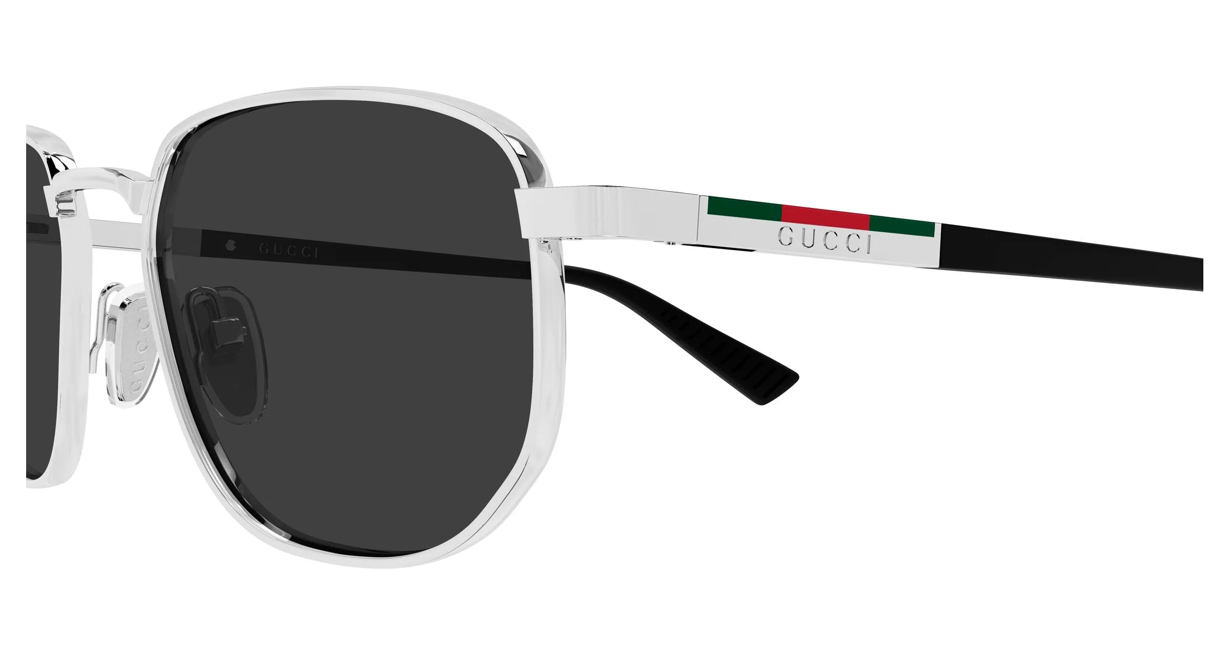Gucci GG2093S 001 Occhiali da sole Metallo Argento Grigio Squadrata - immagine 3