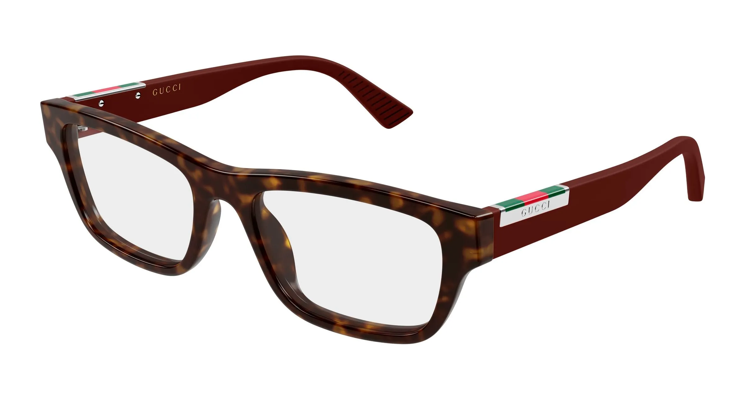 Gucci GG2091O 007 Montature da vista Acetato Havana Trasparente Squadrata - immagine 1