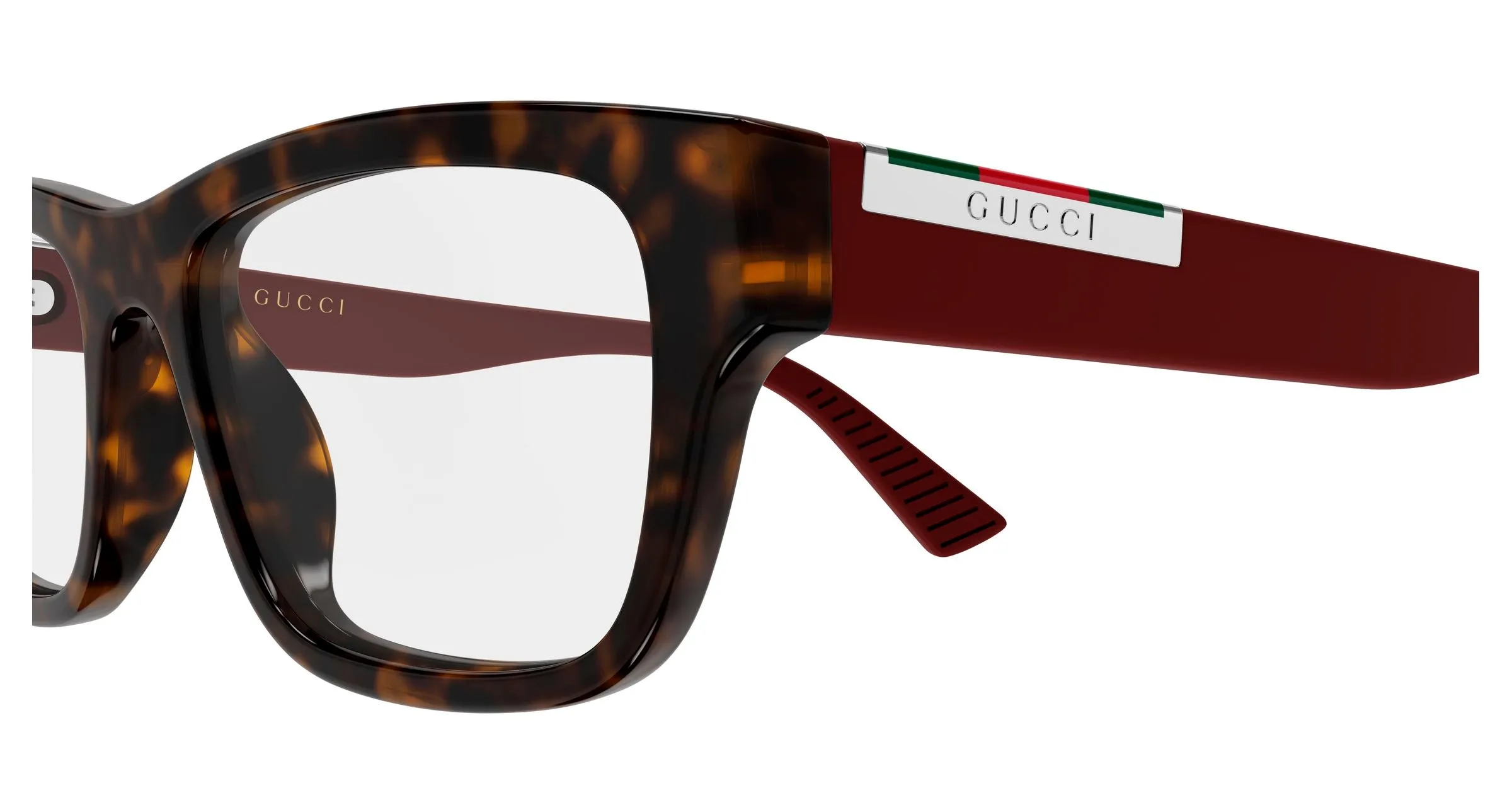 Gucci GG2091O 007 Montature da vista Acetato Havana Trasparente Squadrata - immagine 3