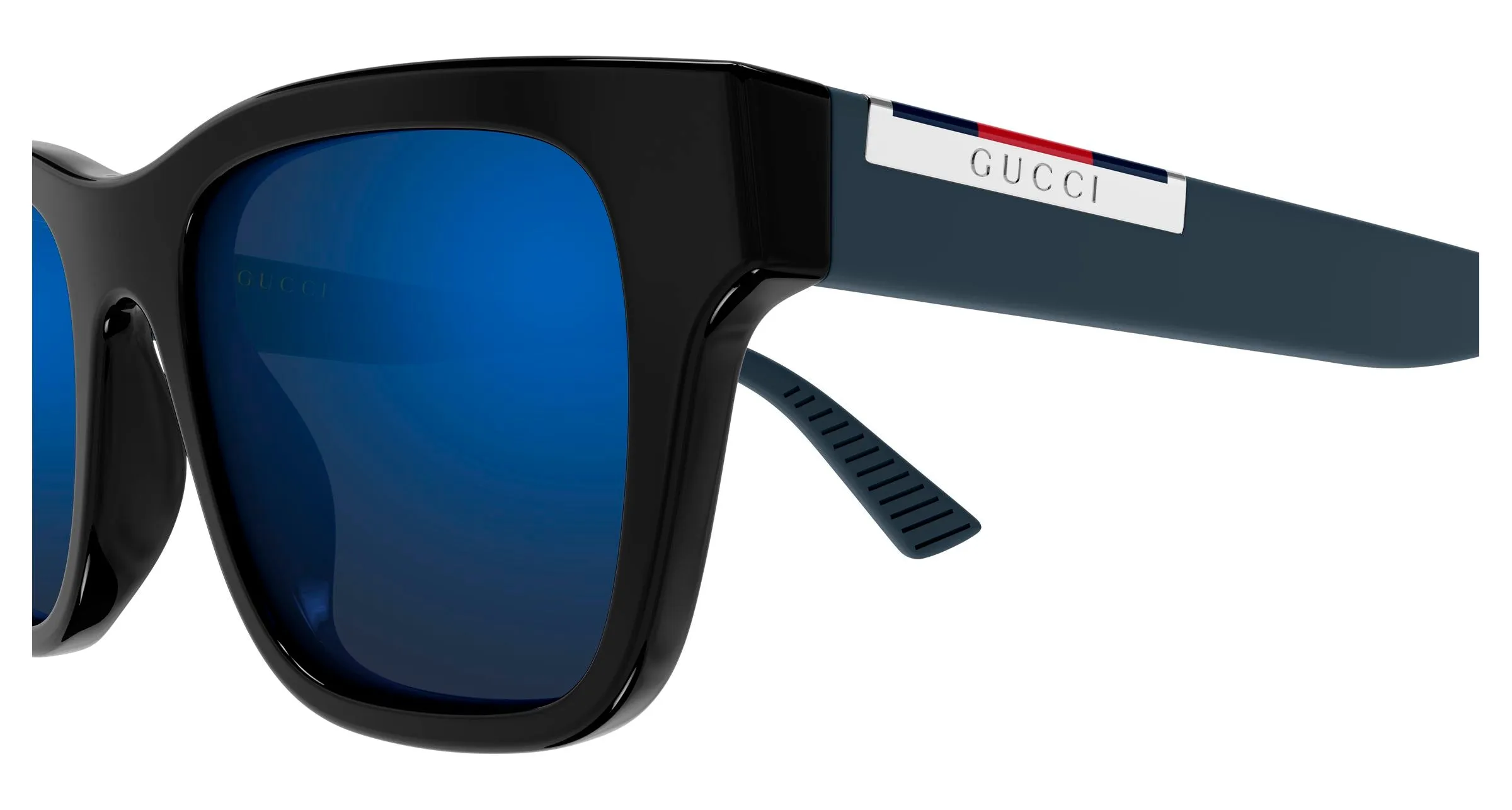 Gucci GG2089S 002 Occhiali da sole Acetato Nero Blu Squadrata - immagine 3