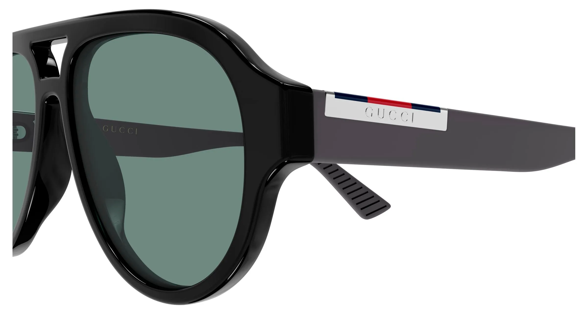 Gucci GG2088S 002 Occhiali da sole Acetato Nero Verde Pilot - immagine 3