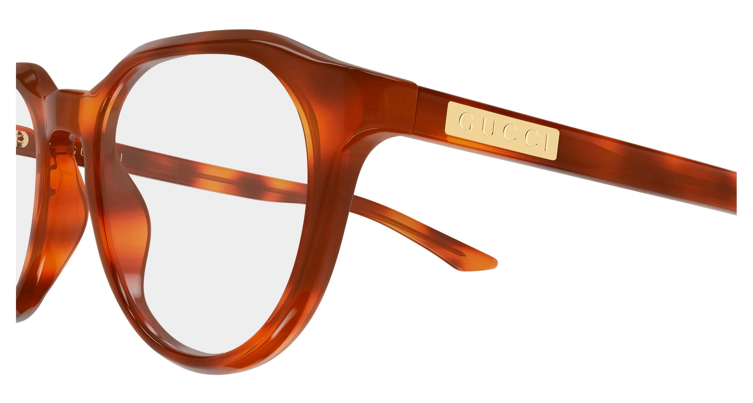 Gucci GG2083O 004 Montature da vista Acetato Havana Trasparente Rotonda - immagine 3