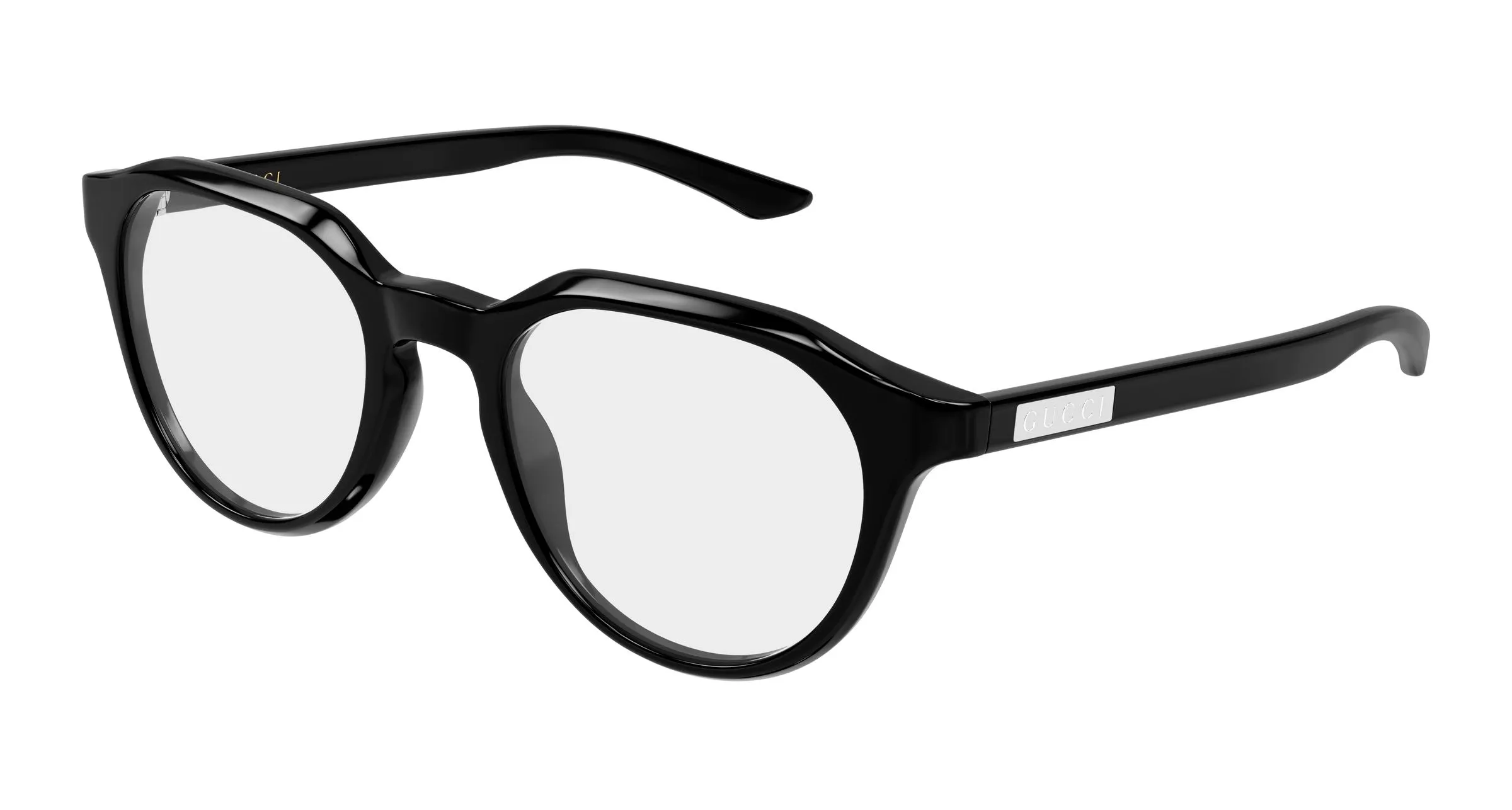Gucci GG2083O 001 Montature da vista Acetato Nero Trasparente Rotonda - immagine 1