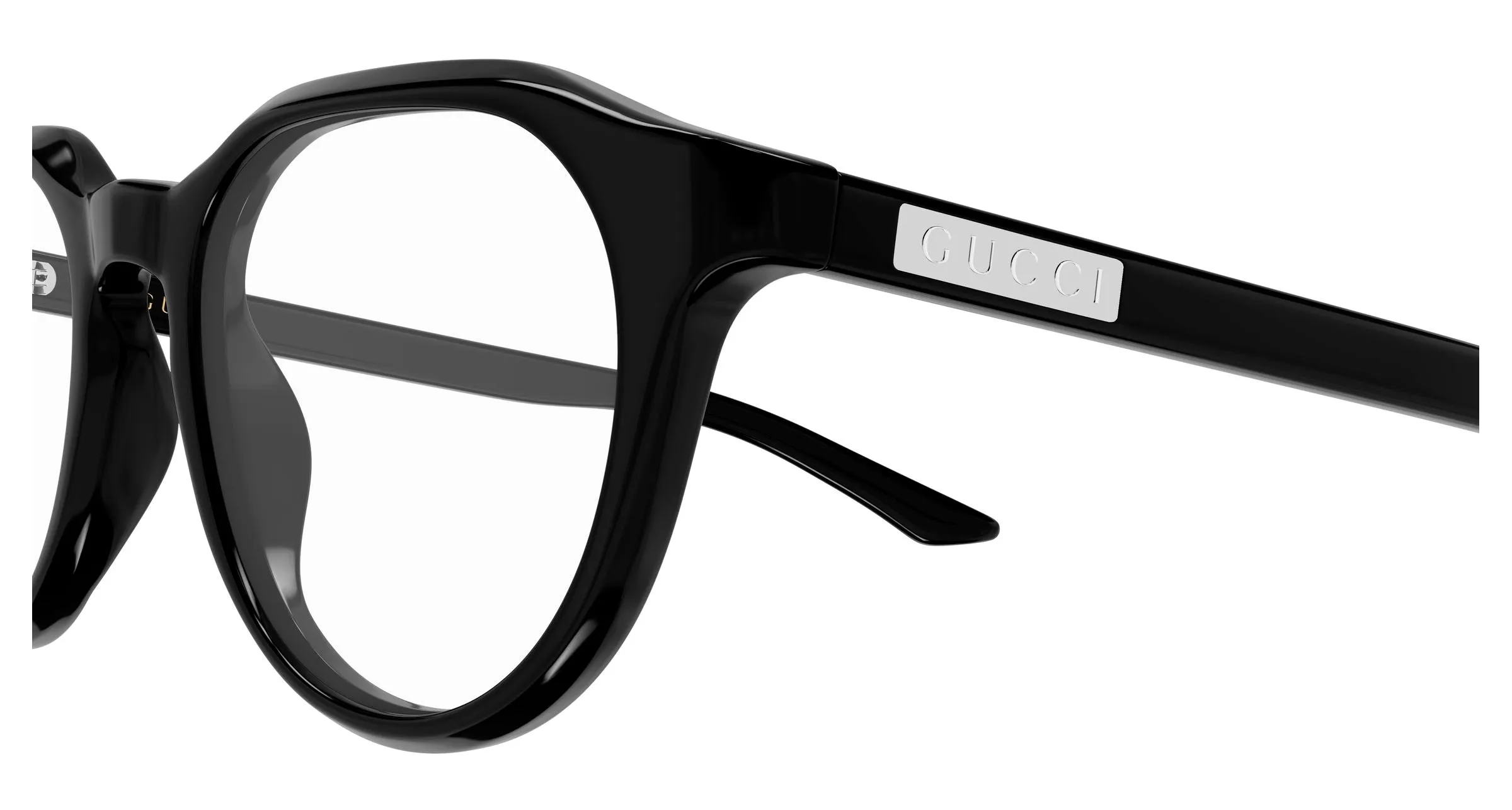 Gucci GG2083O 001 Montature da vista Acetato Nero Trasparente Rotonda - immagine 3
