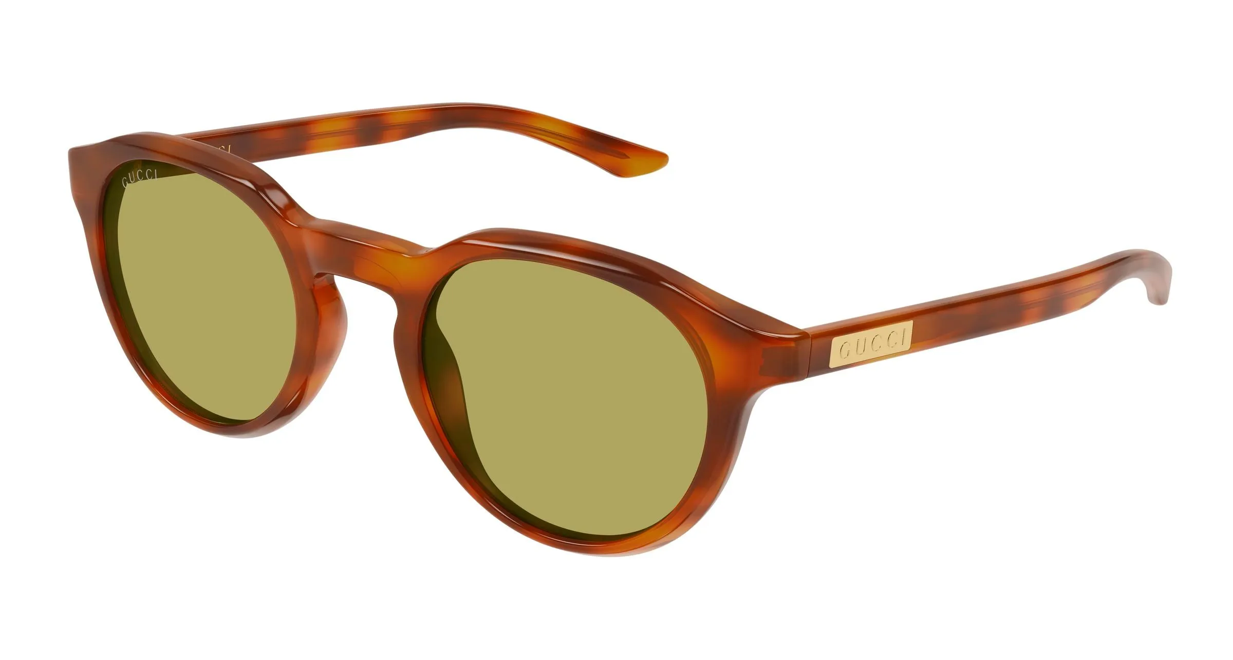 Gucci GG2079S 005 Occhiali da sole Acetato Havana Verde Rotonda - immagine 1