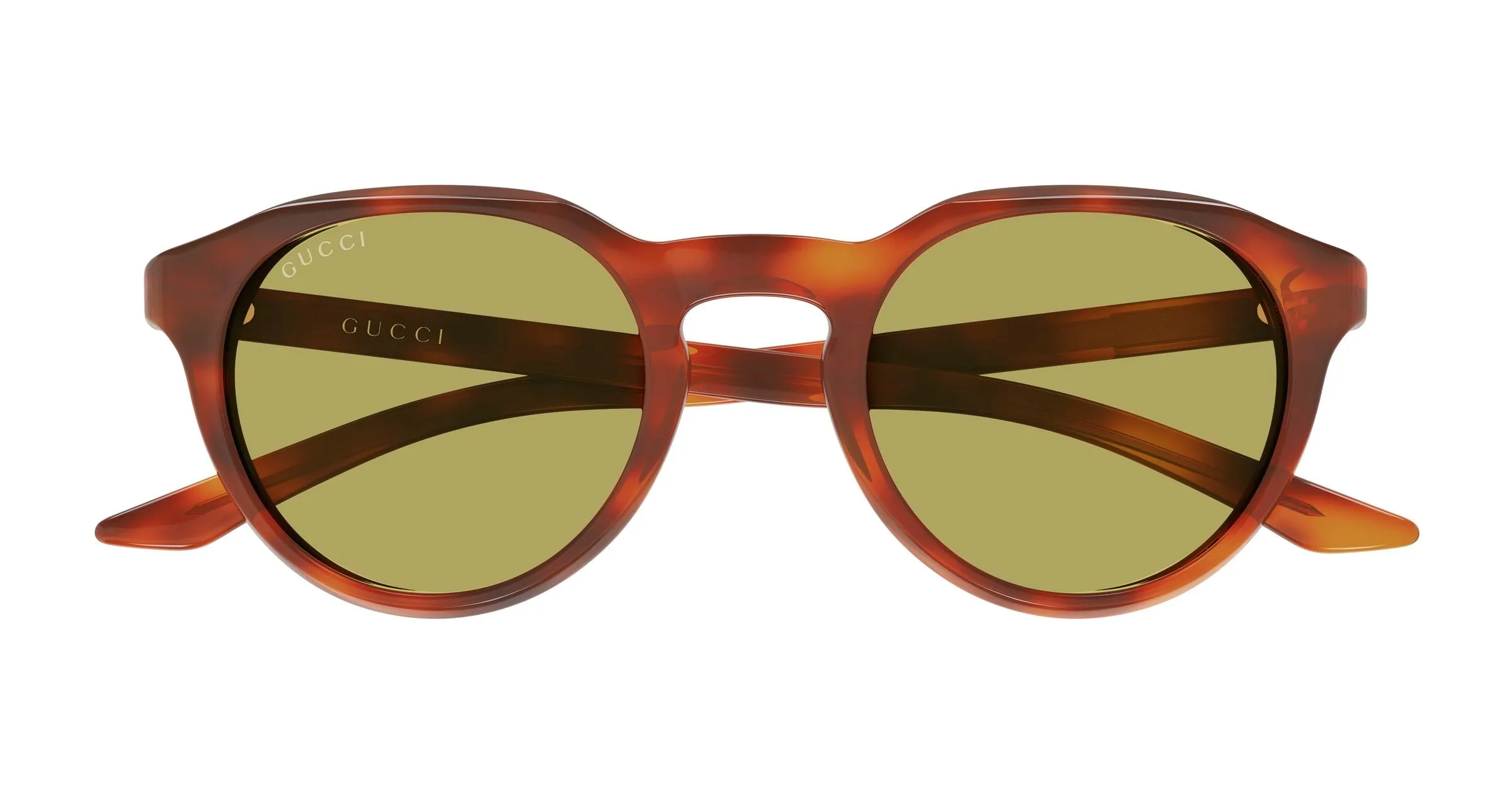 Gucci GG2079S 005 Occhiali da sole Acetato Havana Verde Rotonda - immagine 2