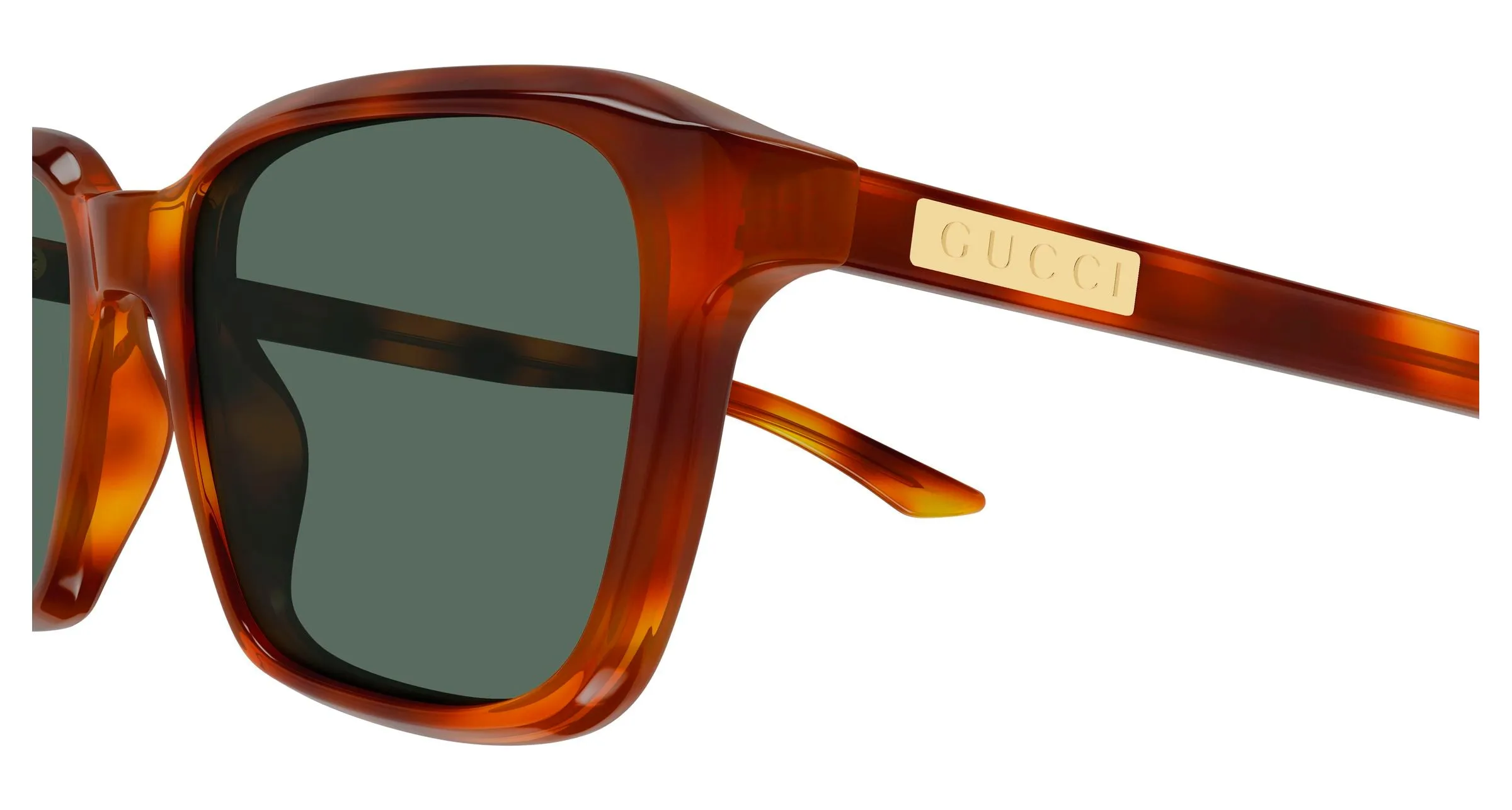 Gucci GG2078S 005 Occhiali da sole Acetato Havana Verde Squadrata - immagine 3