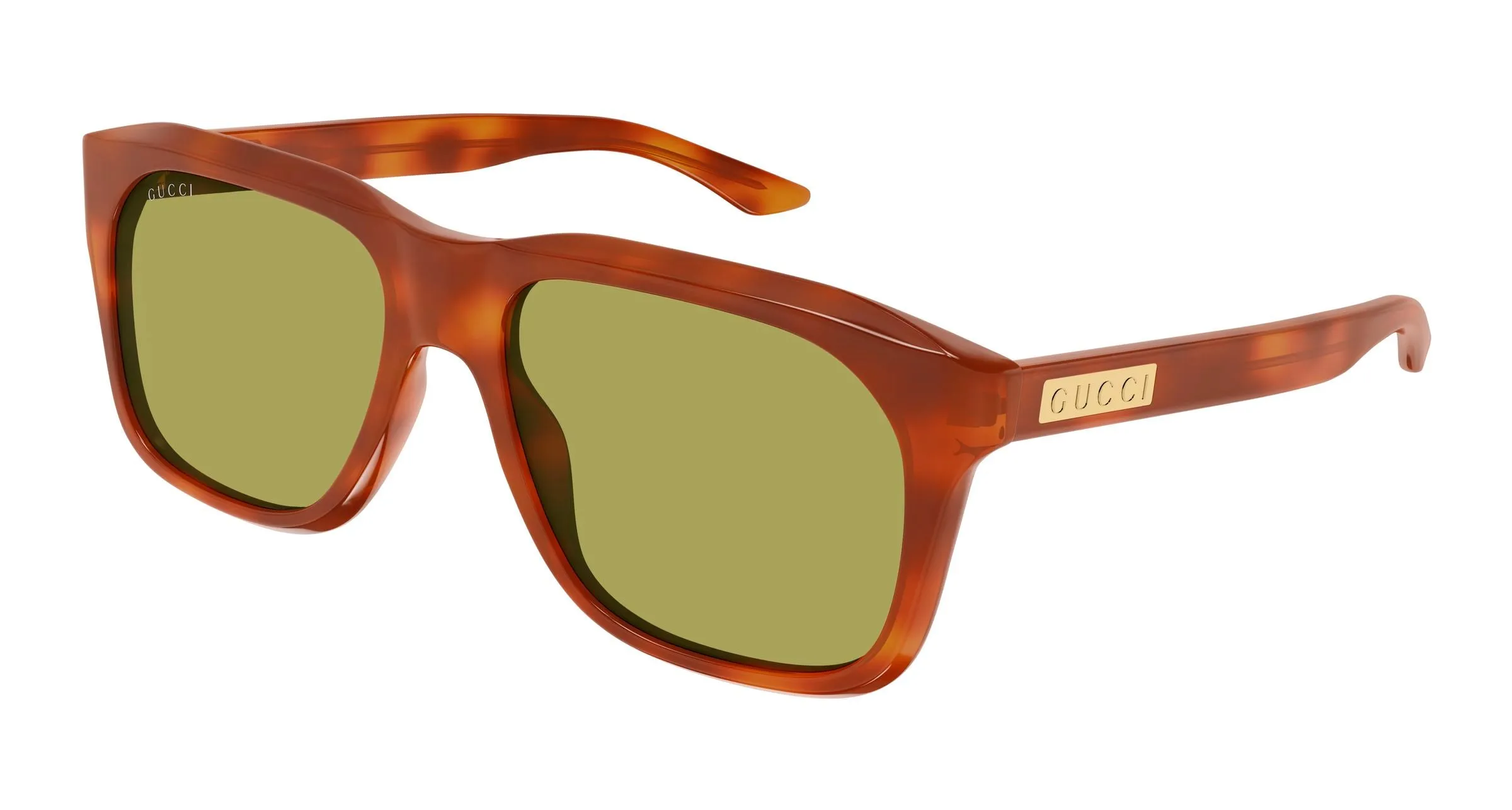 Gucci GG2077S 005 Occhiali da sole Acetato Havana Verde Squadrata - immagine 1