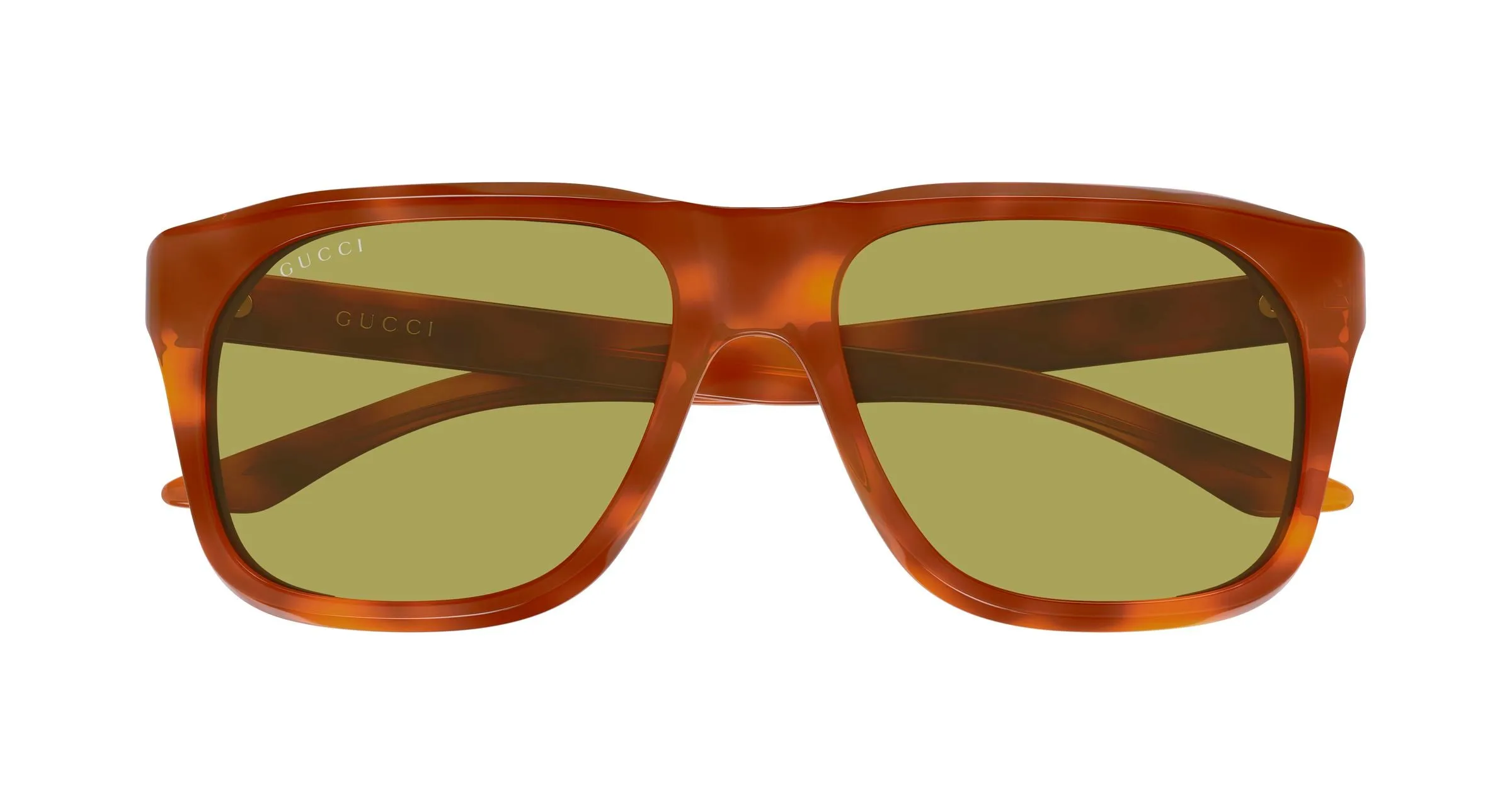 Gucci GG2077S 005 Occhiali da sole Acetato Havana Verde Squadrata - immagine 2