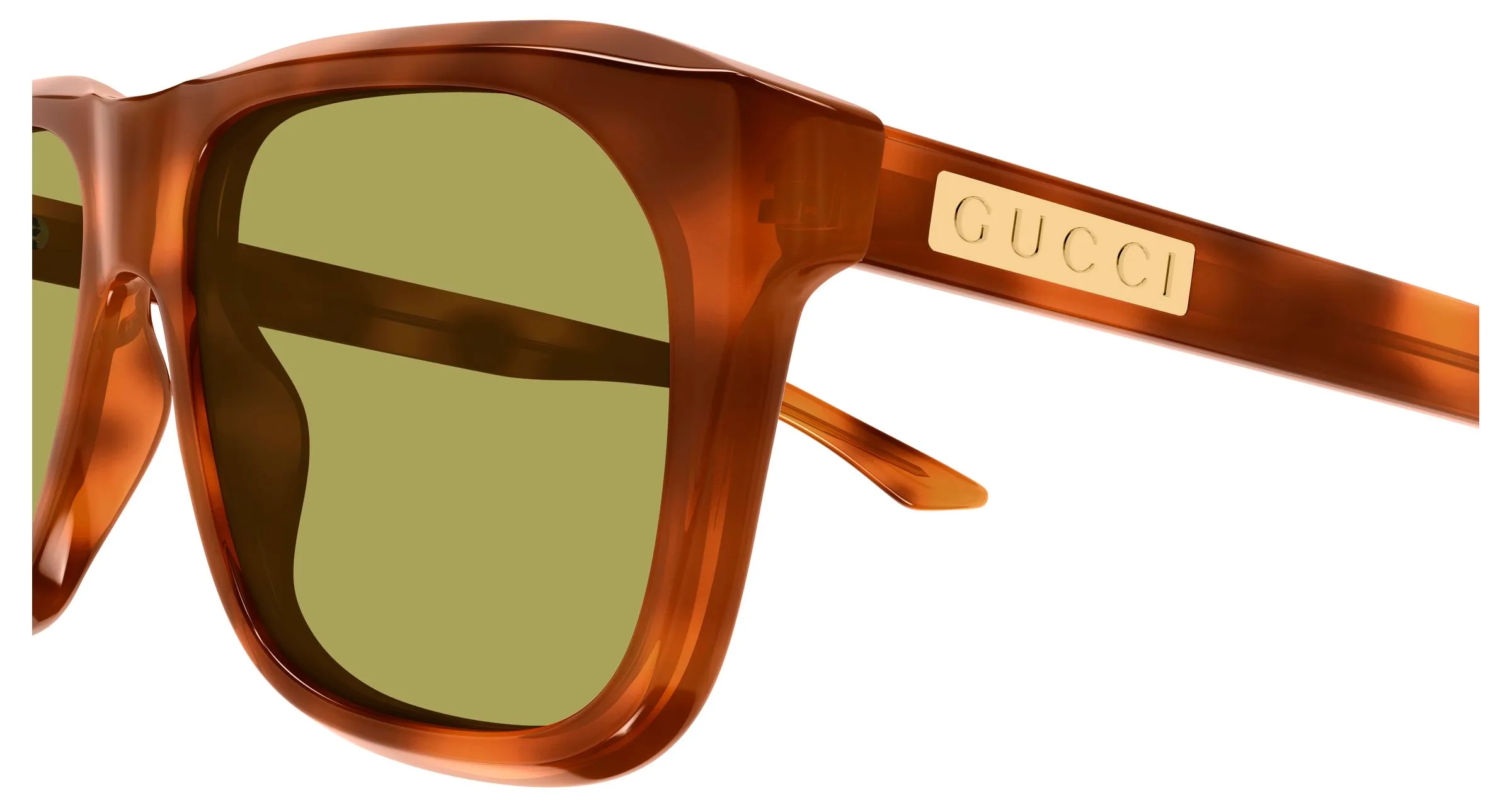 Gucci GG2077S 005 Occhiali da sole Acetato Havana Verde Squadrata - immagine 3