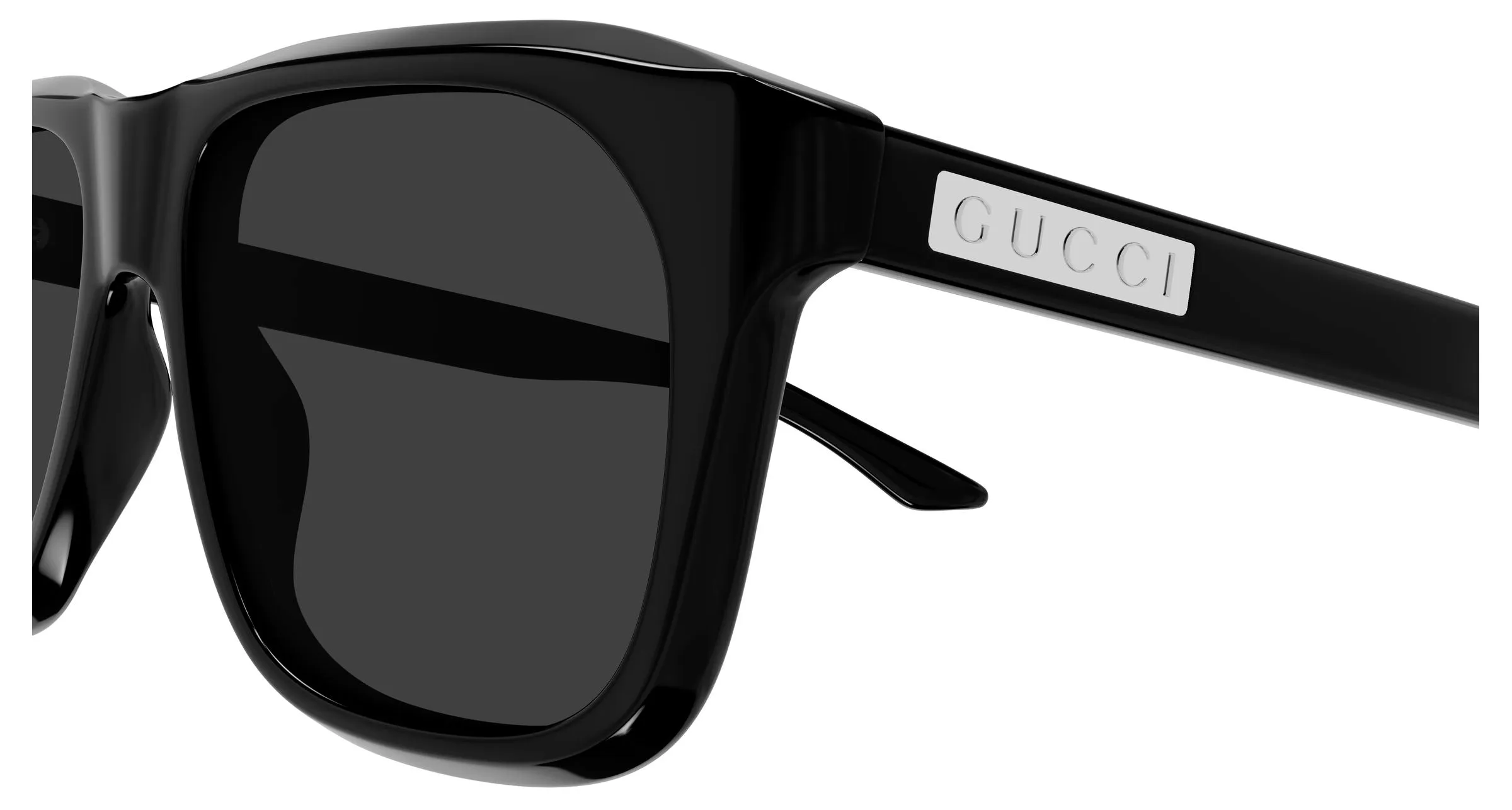 Gucci GG2077S 001 Occhiali da sole Acetato Nero Grigio Squadrata - immagine 3