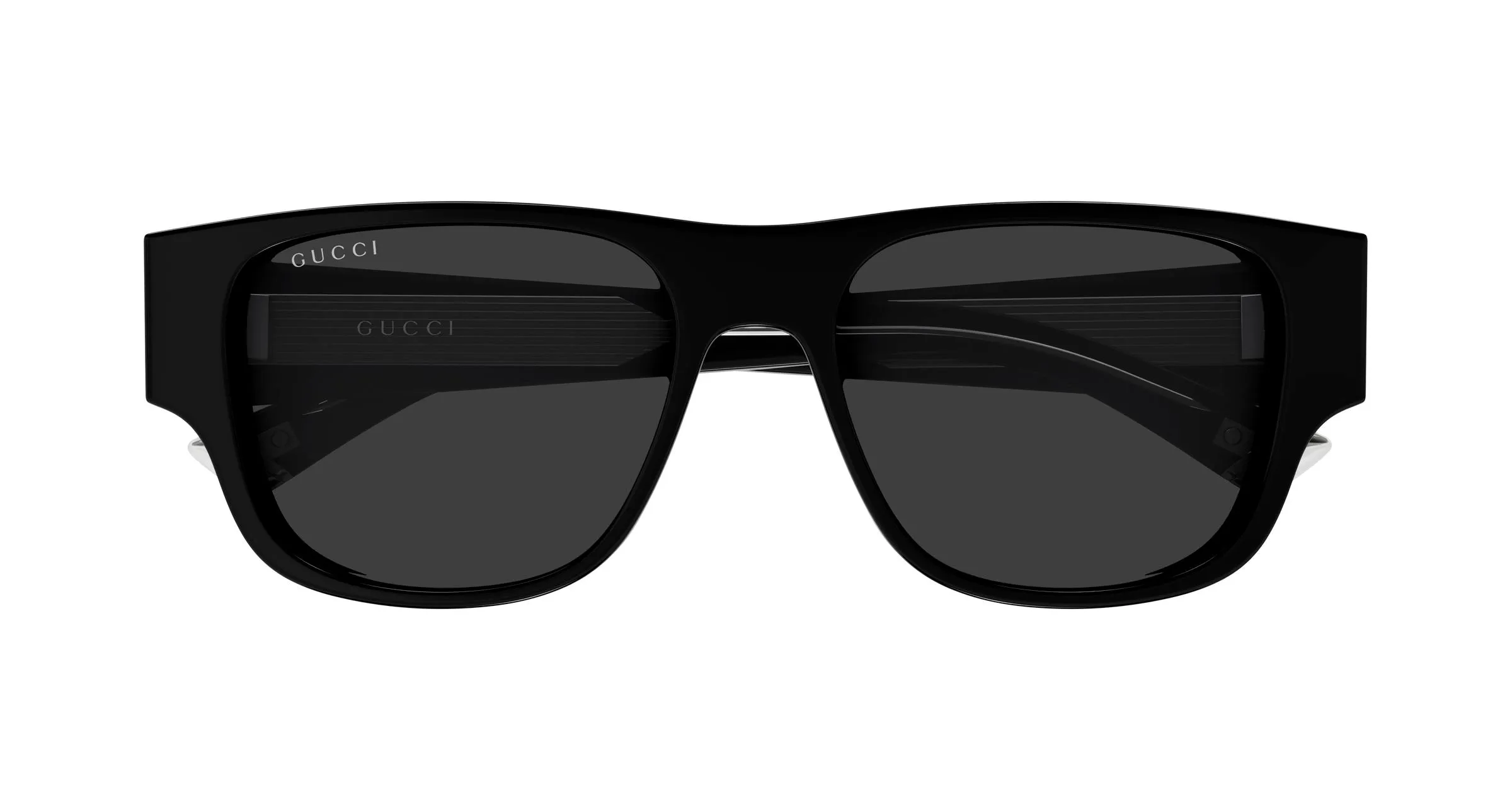 Gucci GG2075S 001 Occhiali da sole Acetato Nero Grigio Squadrata - immagine 2