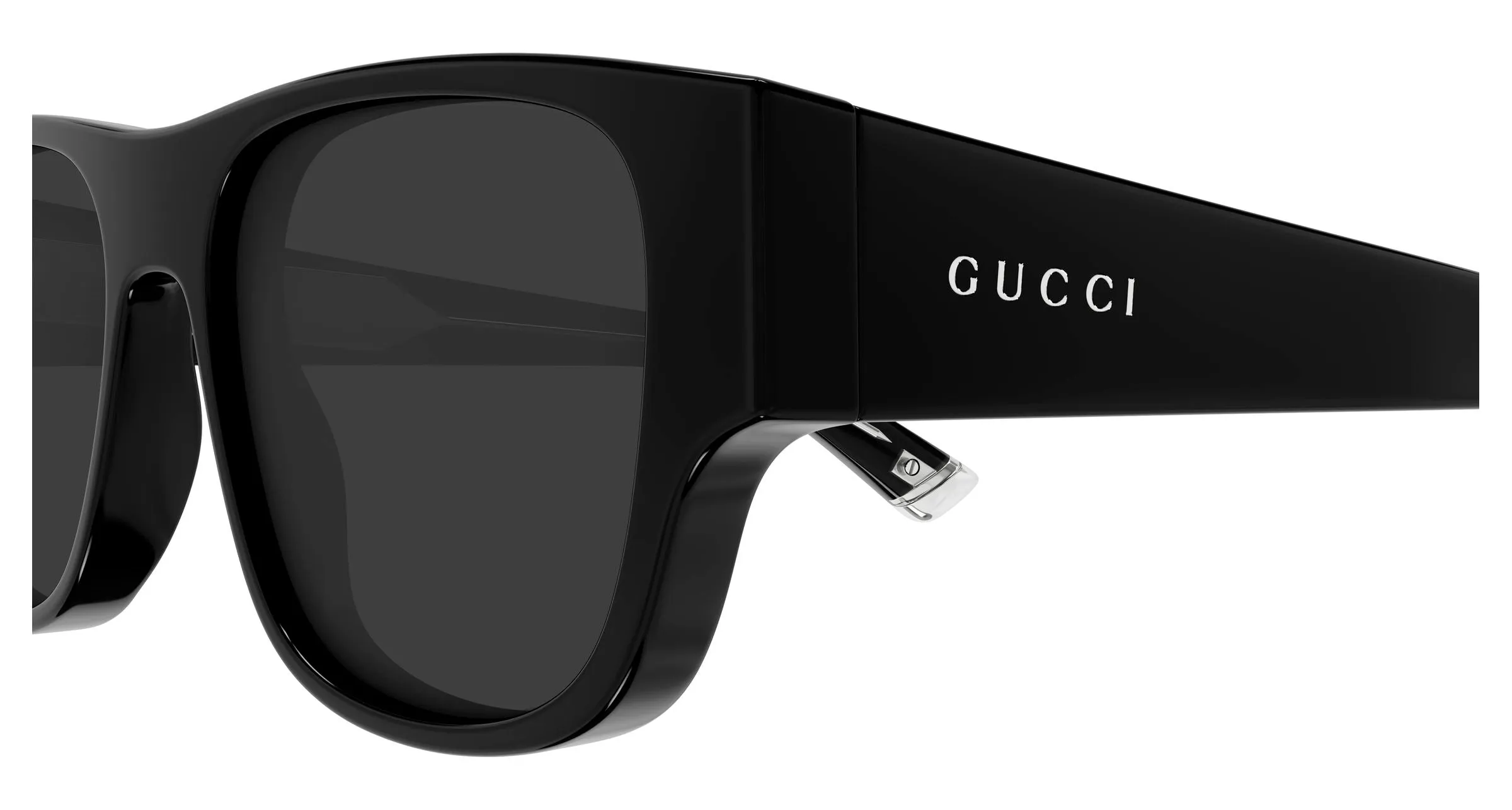 Gucci GG2075S 001 Occhiali da sole Acetato Nero Grigio Squadrata - immagine 3
