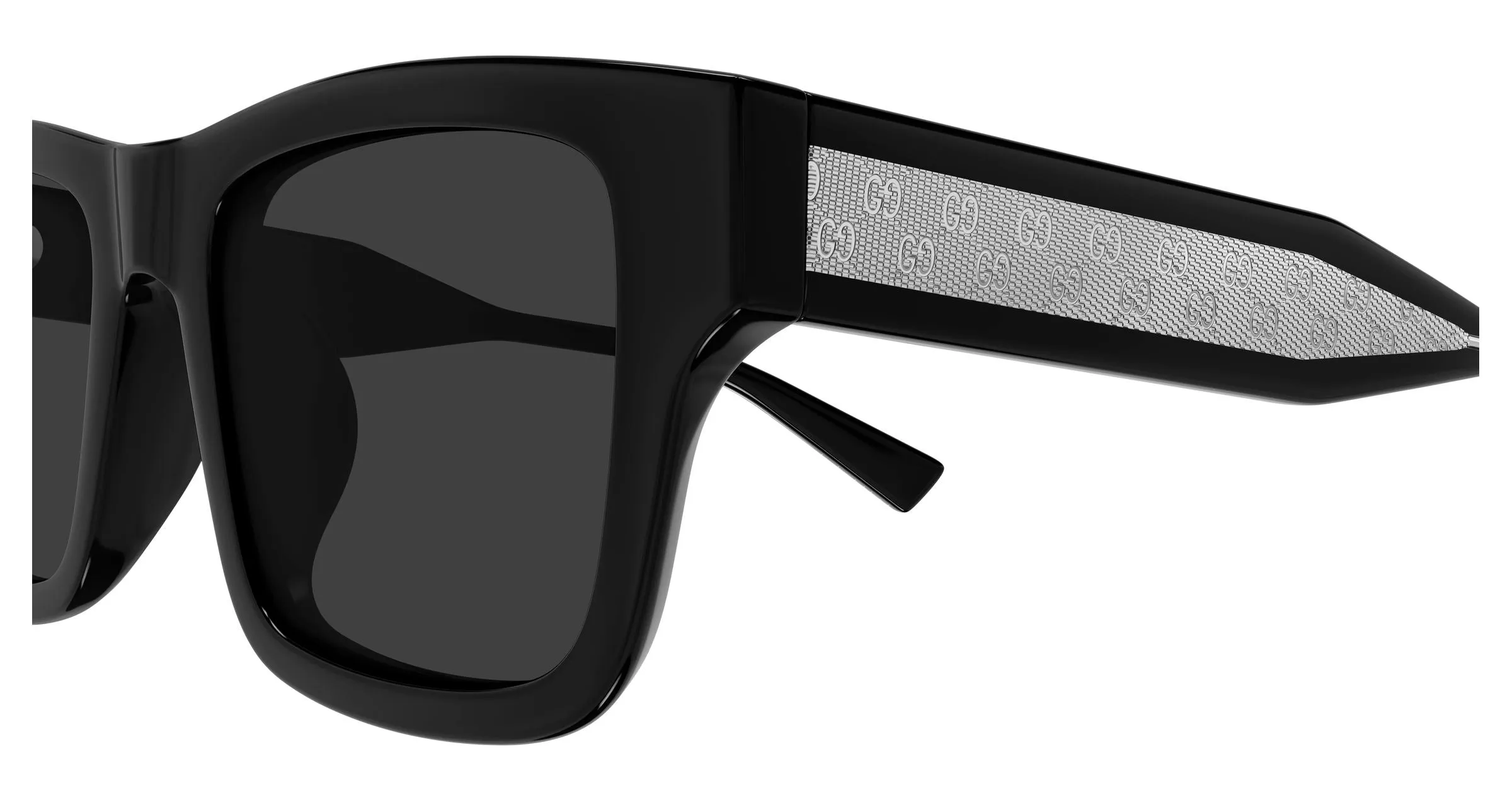 Gucci GG2072SA 001 Occhiali da sole Acetato Nero Grigio Squadrata - immagine 3