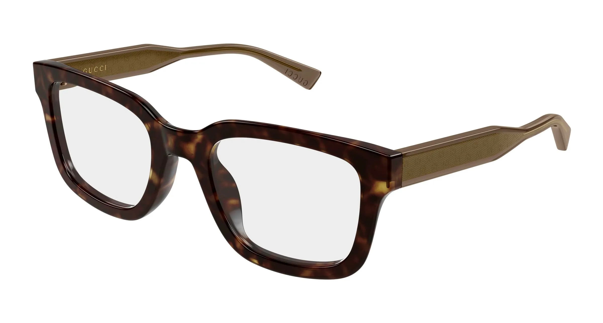 Gucci GG2071OL 002 Montature da vista Acetato Havana Trasparente Squadrata - immagine 1