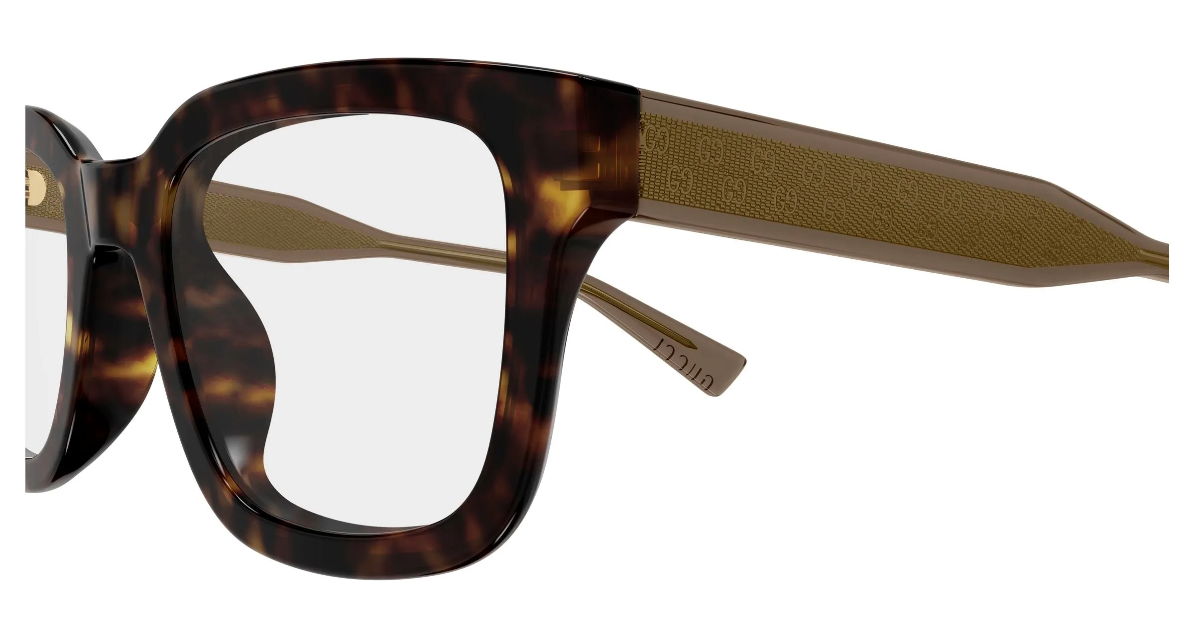 Gucci GG2071OL 002 Montature da vista Acetato Havana Trasparente Squadrata - immagine 3