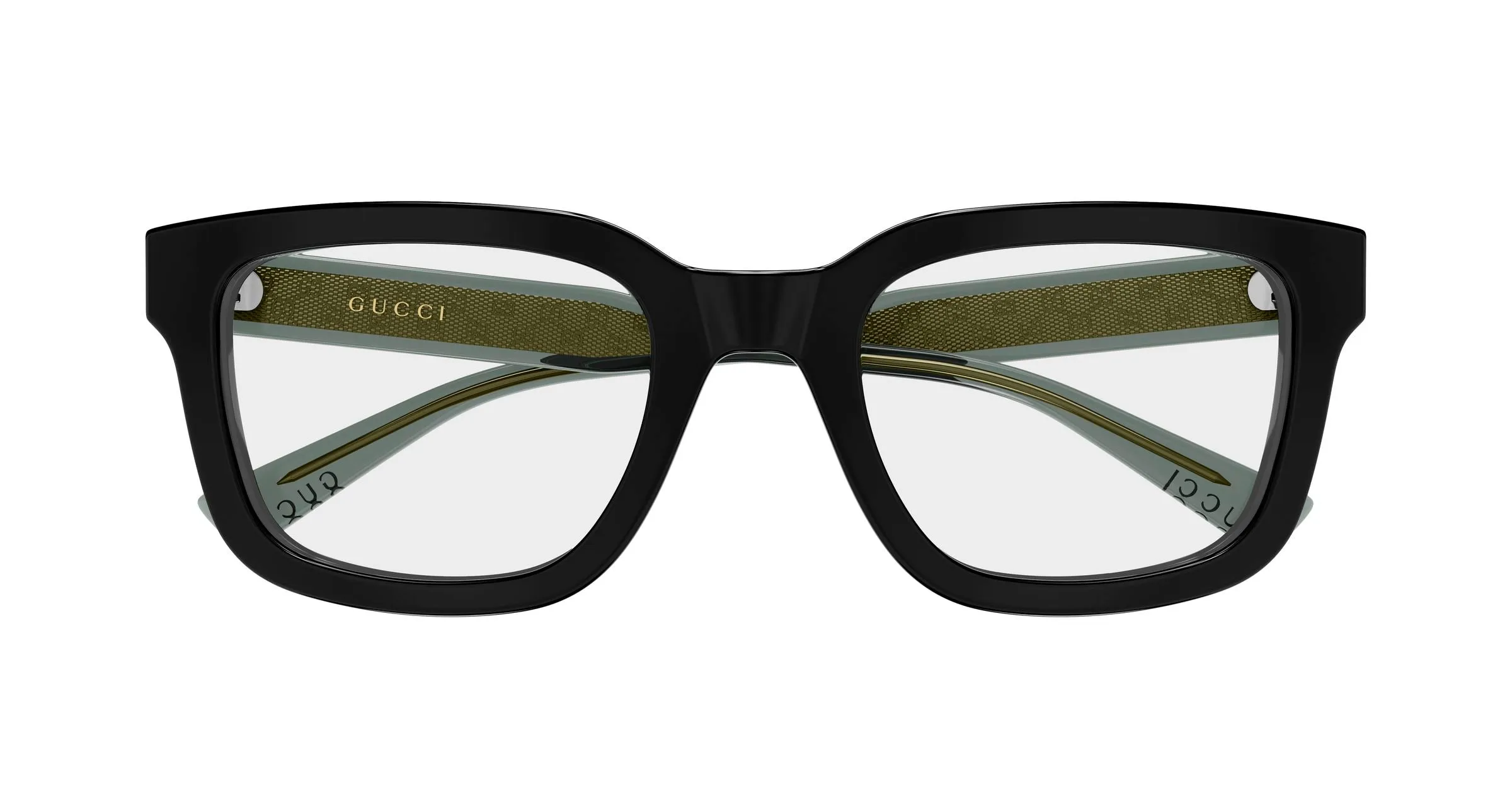 Gucci GG2071OL 001 Montature da vista Acetato Nero Trasparente Squadrata - immagine 2