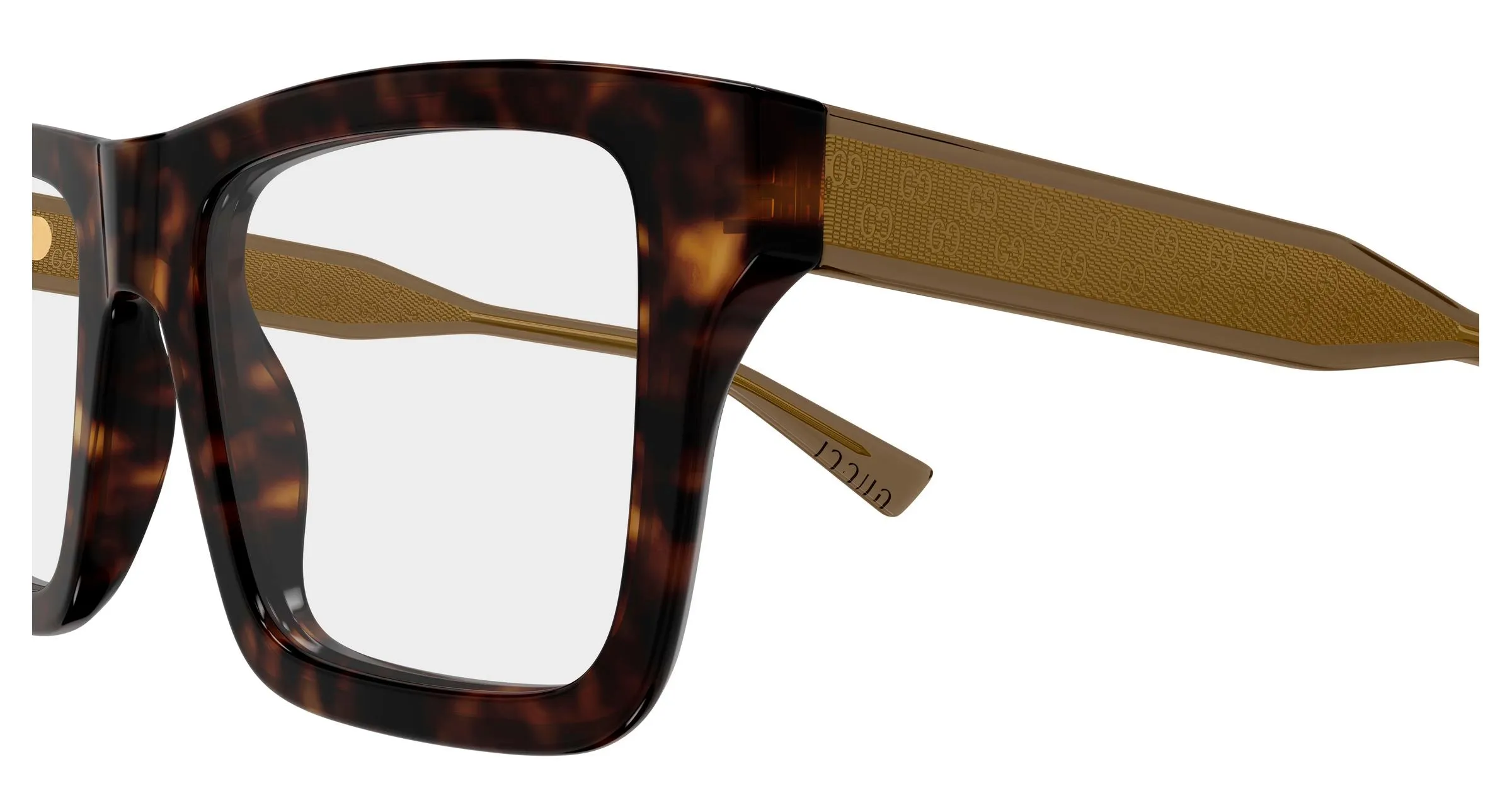 Gucci GG2070O 002 Montature da vista Acetato Havana Trasparente Squadrata - immagine 3