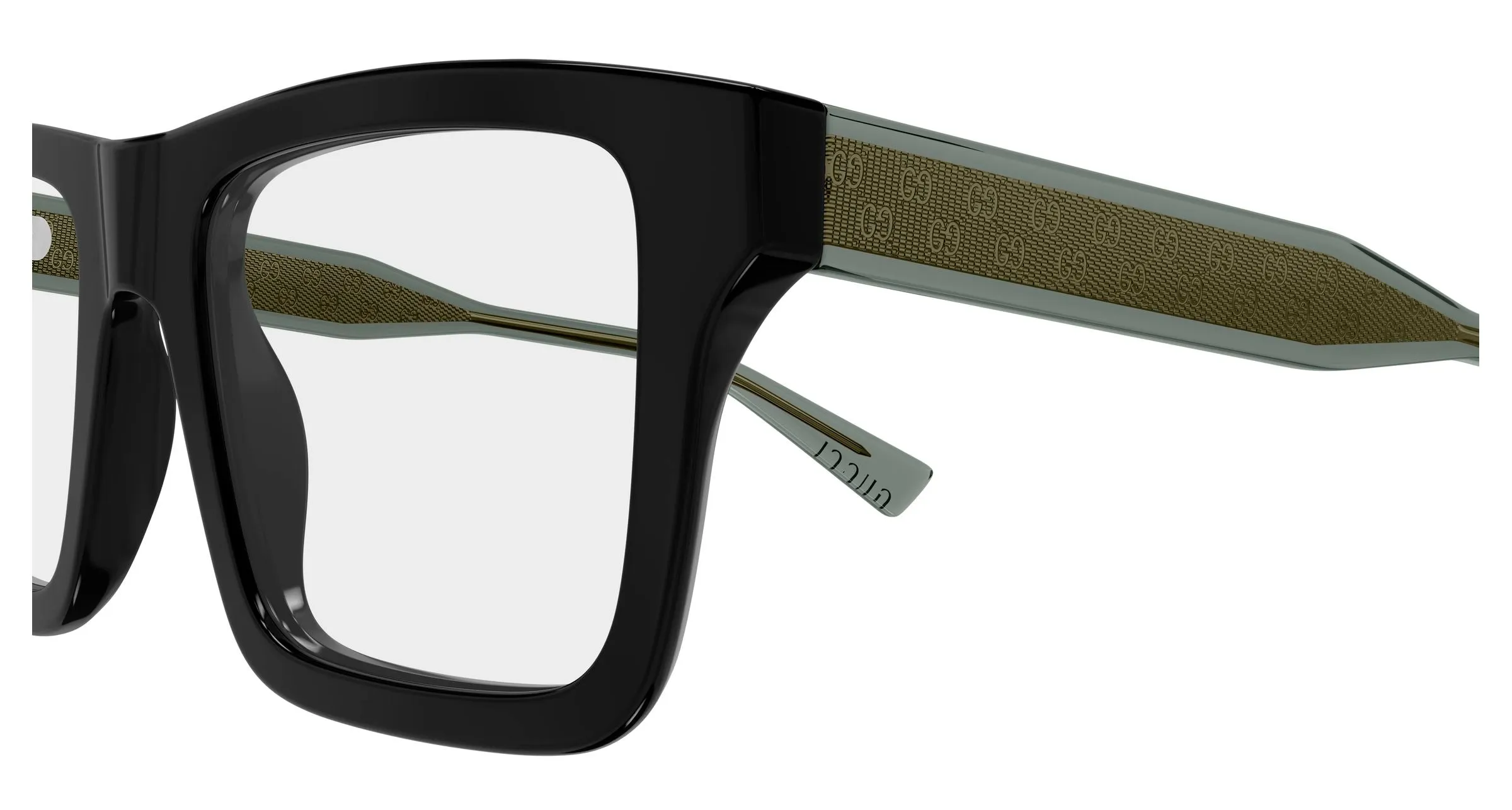 Gucci GG2070O 001 Montature da vista Acetato Nero Trasparente Squadrata - immagine 3