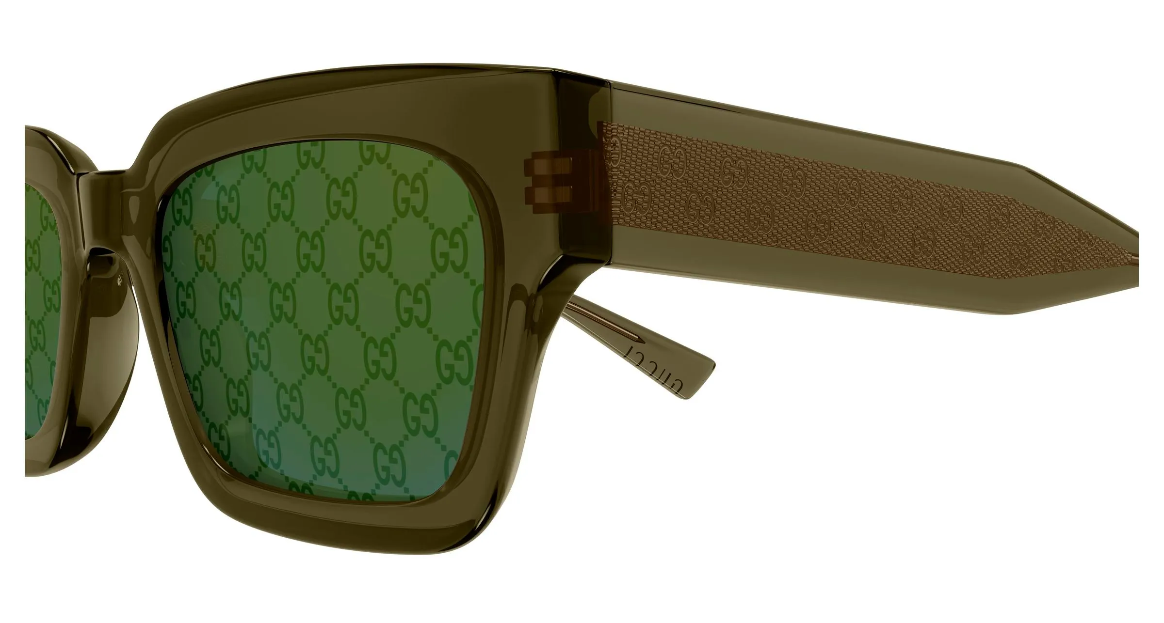 Gucci GG2069S 004 Occhiali da sole Acetato Verde Verde Squadrata - immagine 3