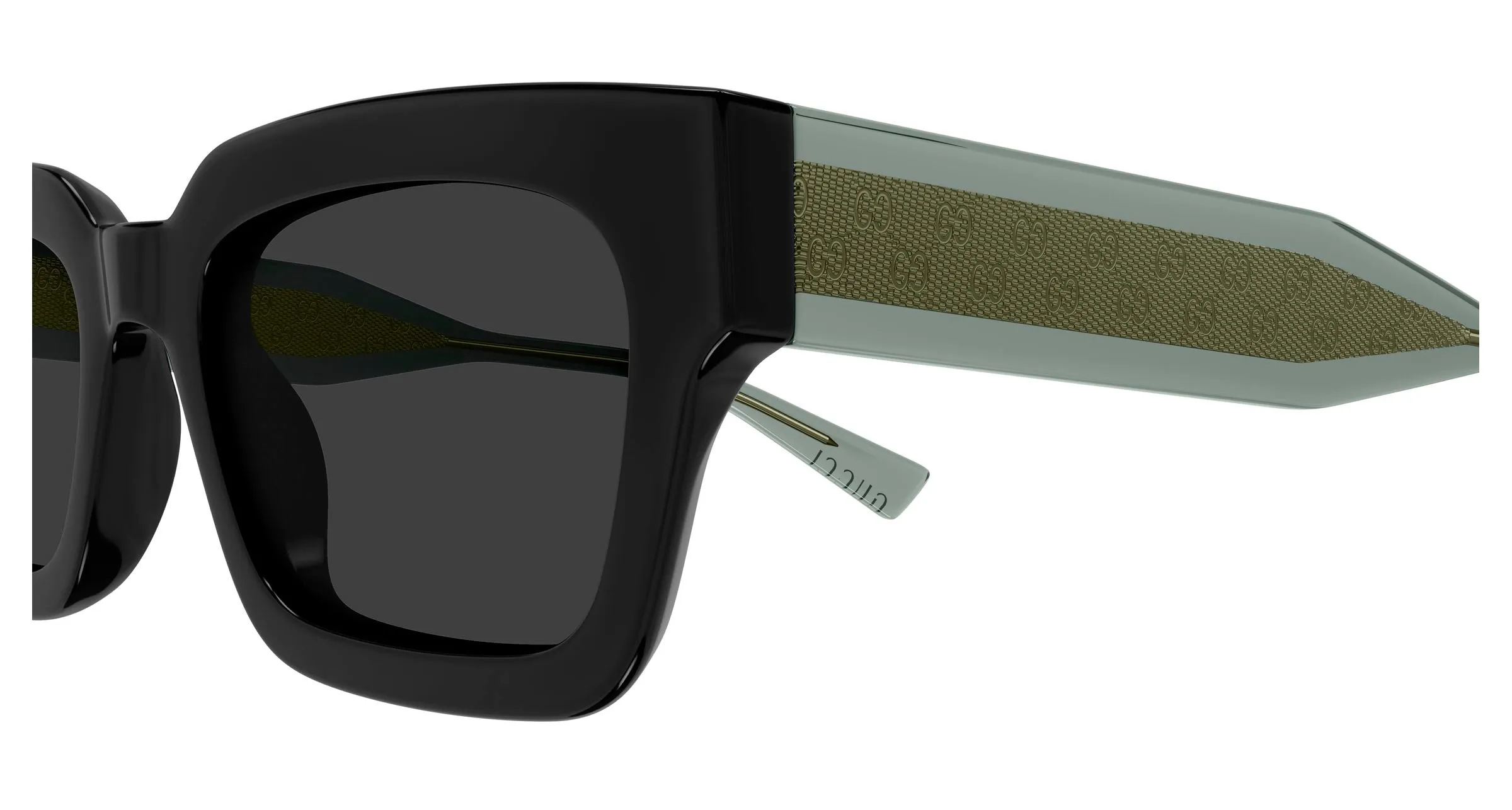 Gucci GG2069S 001 Occhiali da sole Acetato Nero Grigio Squadrata - immagine 3