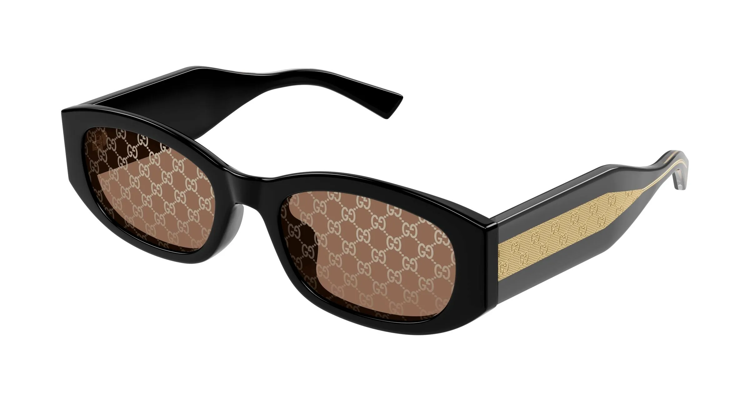 Gucci GG2068SA 004 Occhiali da sole Acetato Nero Marrone Squadrata - immagine 1