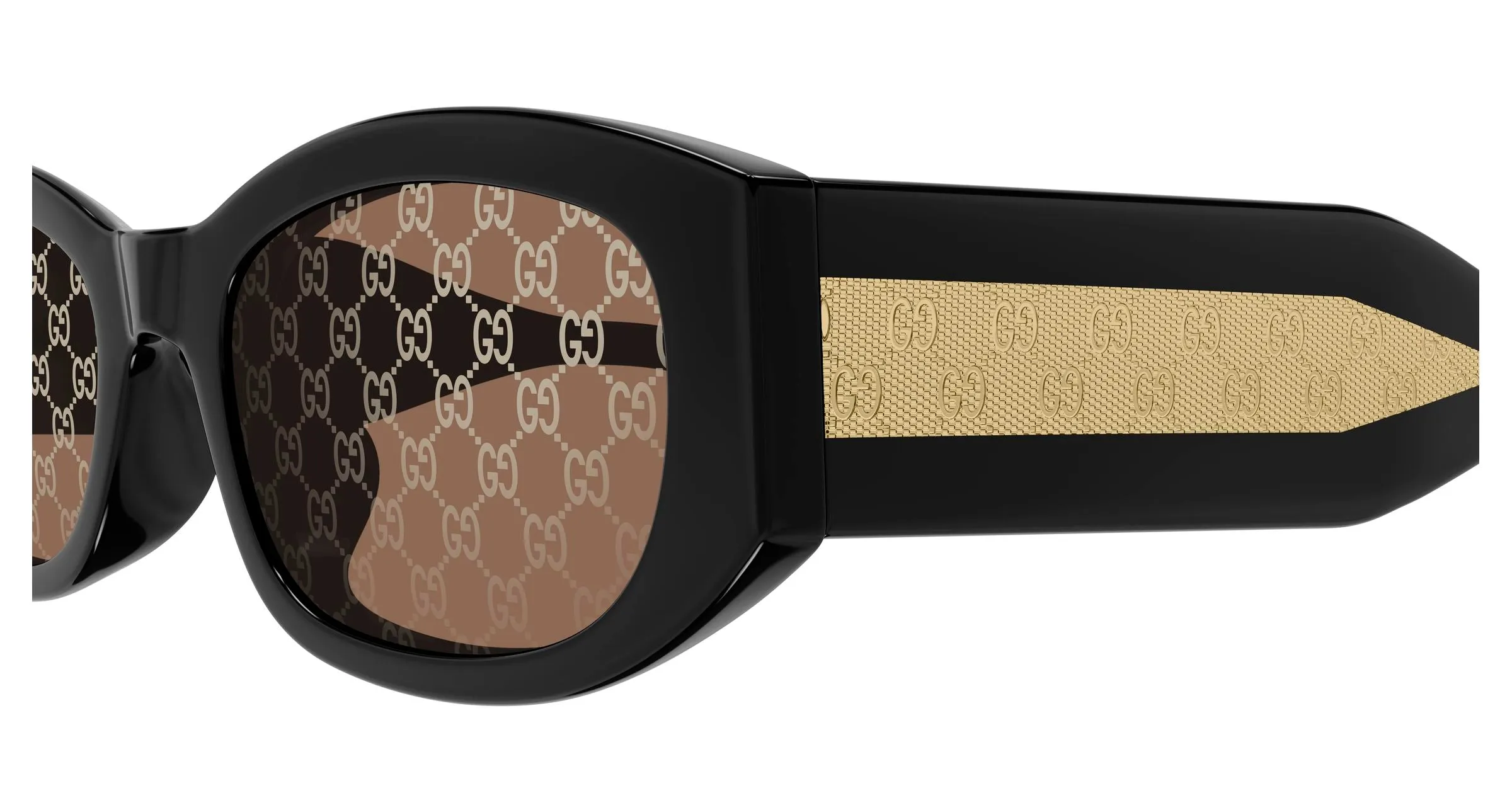 Gucci GG2068SA 004 Occhiali da sole Acetato Nero Marrone Squadrata - immagine 3