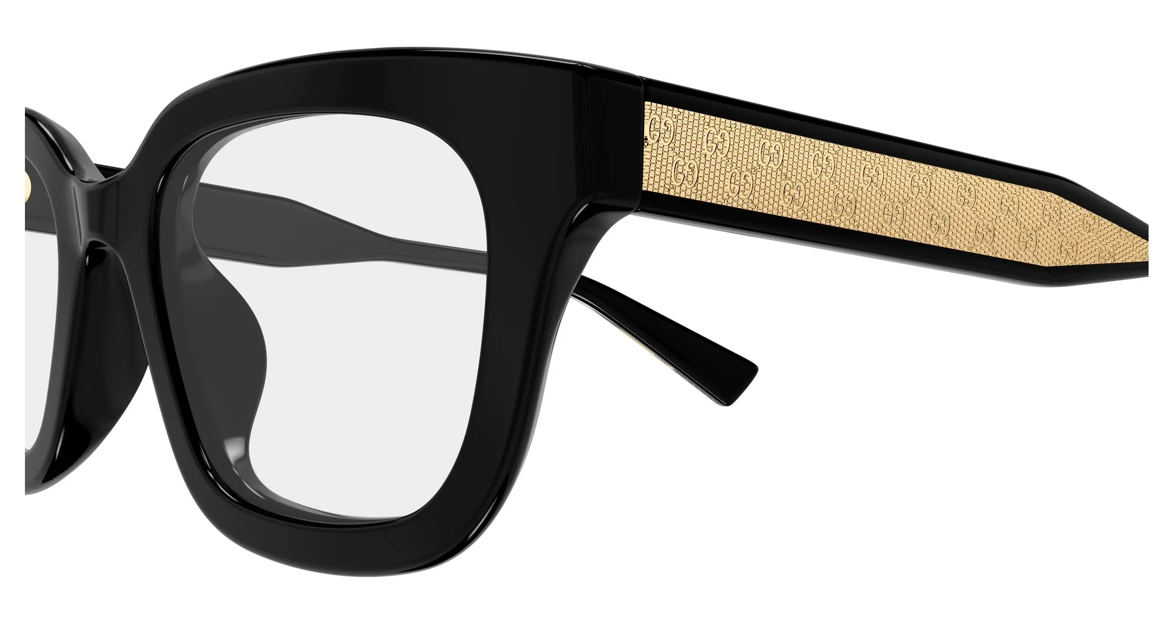 Gucci GG2067OL 001 Montature da vista Acetato Nero Trasparente Squadrata - immagine 3