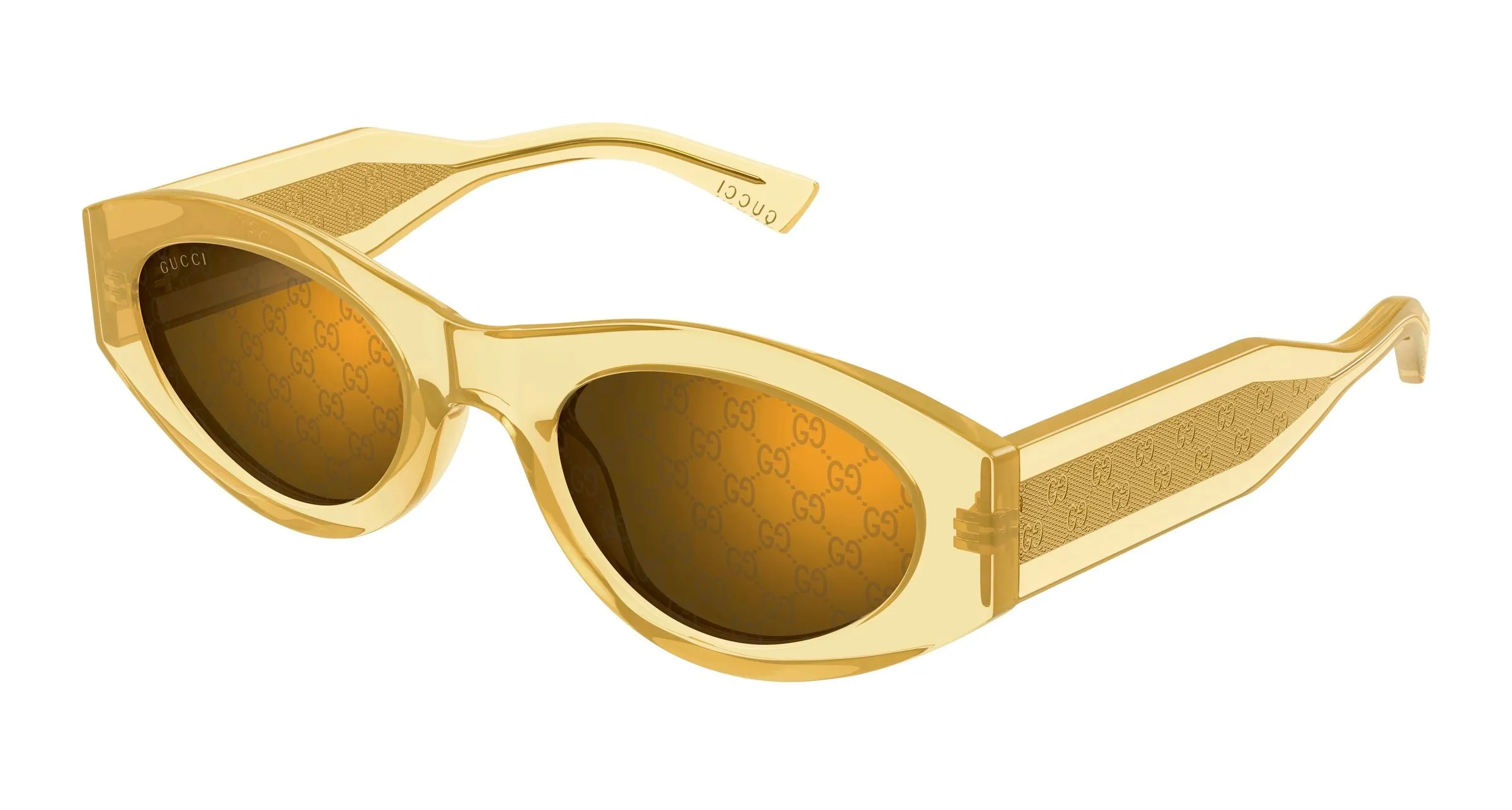 Gucci GG2065S 004 Occhiali da sole Acetato Giallo Marrone Rotonda - immagine 1